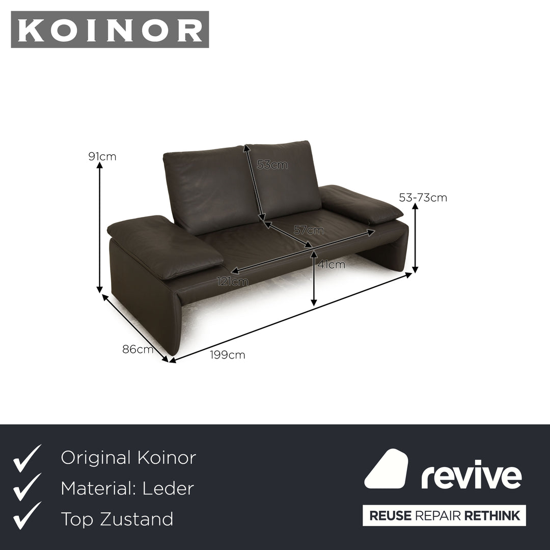 Koinor Rivo canapé deux places en cuir gris, fonction manuelle
