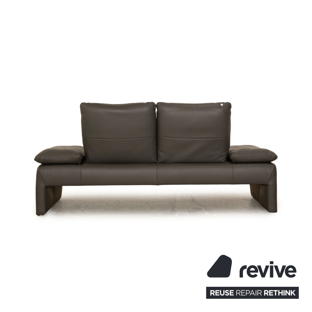 Koinor Rivo canapé deux places en cuir gris, fonction manuelle