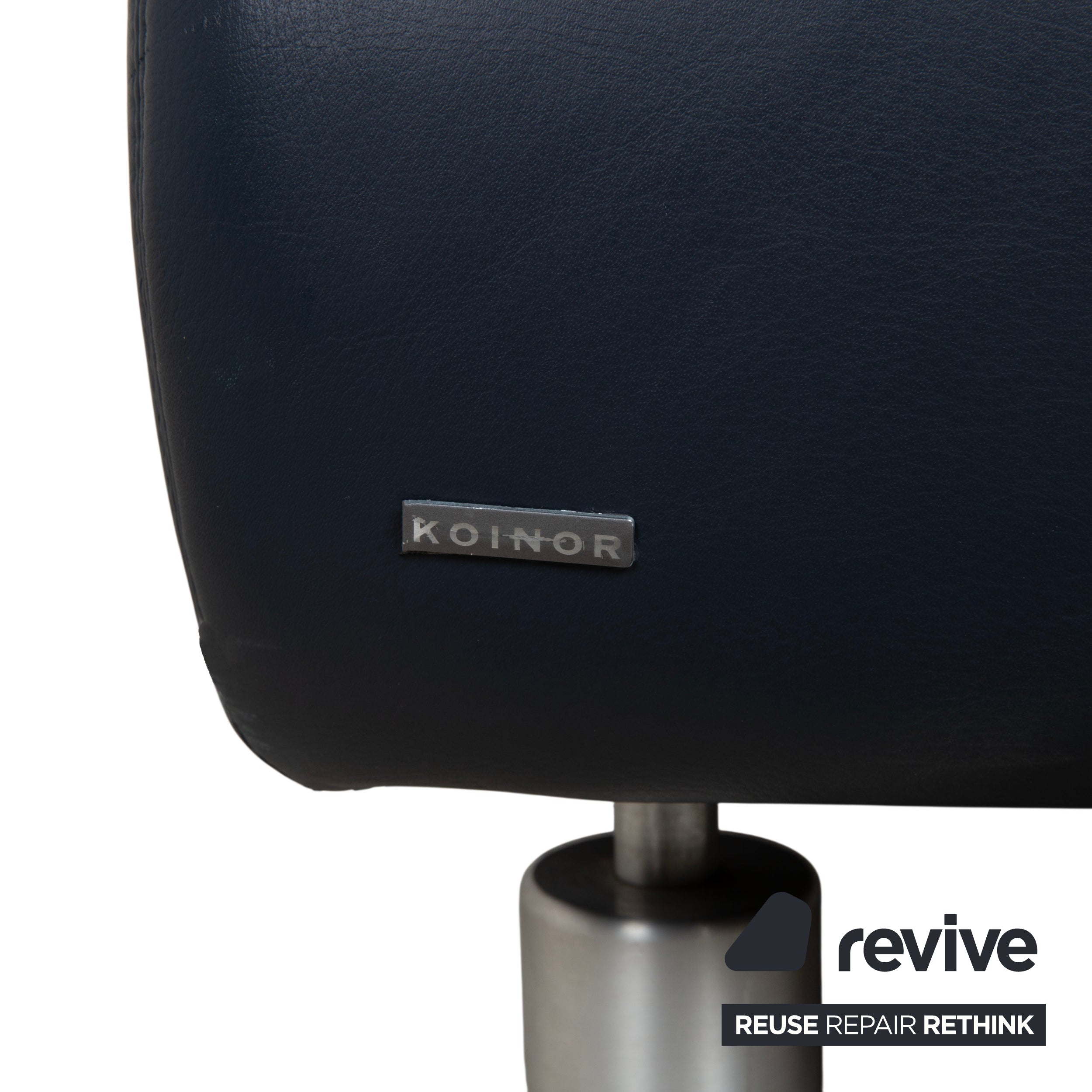 Koinor Rivoli three-seater leather sofa, blue, manual function couch