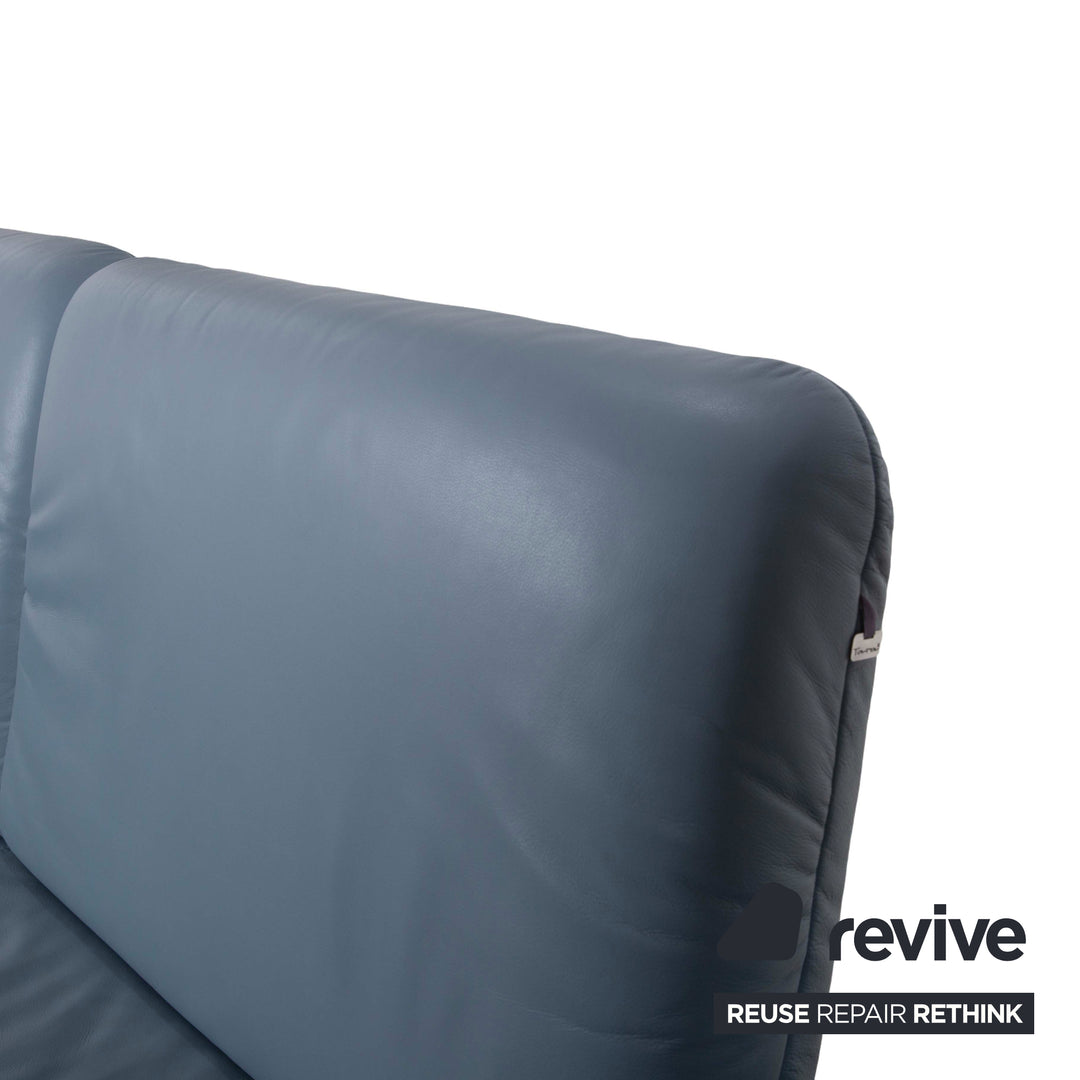 Koinor Rivoli Dreisitzer Leder Sofa Blau manuelle Funktion Couch