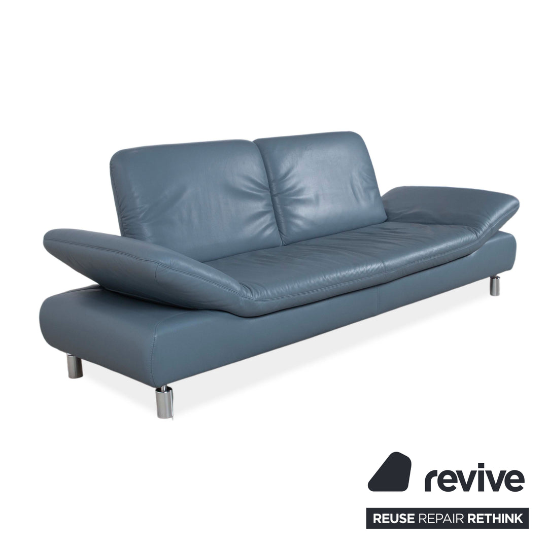 Koinor Rivoli Dreisitzer Leder Sofa Blau manuelle Funktion Couch