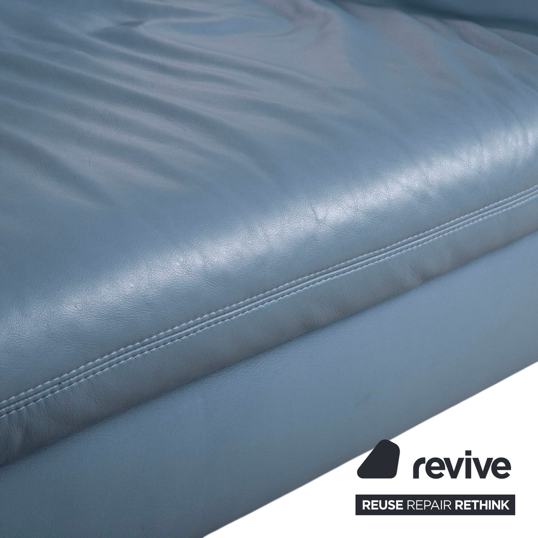 Koinor Rivoli Dreisitzer Leder Sofa Blau manuelle Funktion Couch