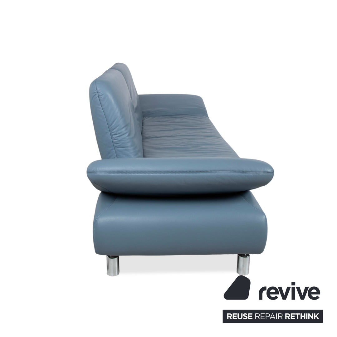 Koinor Rivoli Dreisitzer Leder Sofa Blau manuelle Funktion Couch