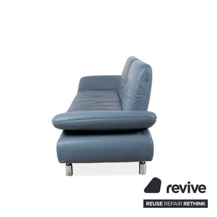 Koinor Rivoli Dreisitzer Leder Sofa Blau manuelle Funktion Couch