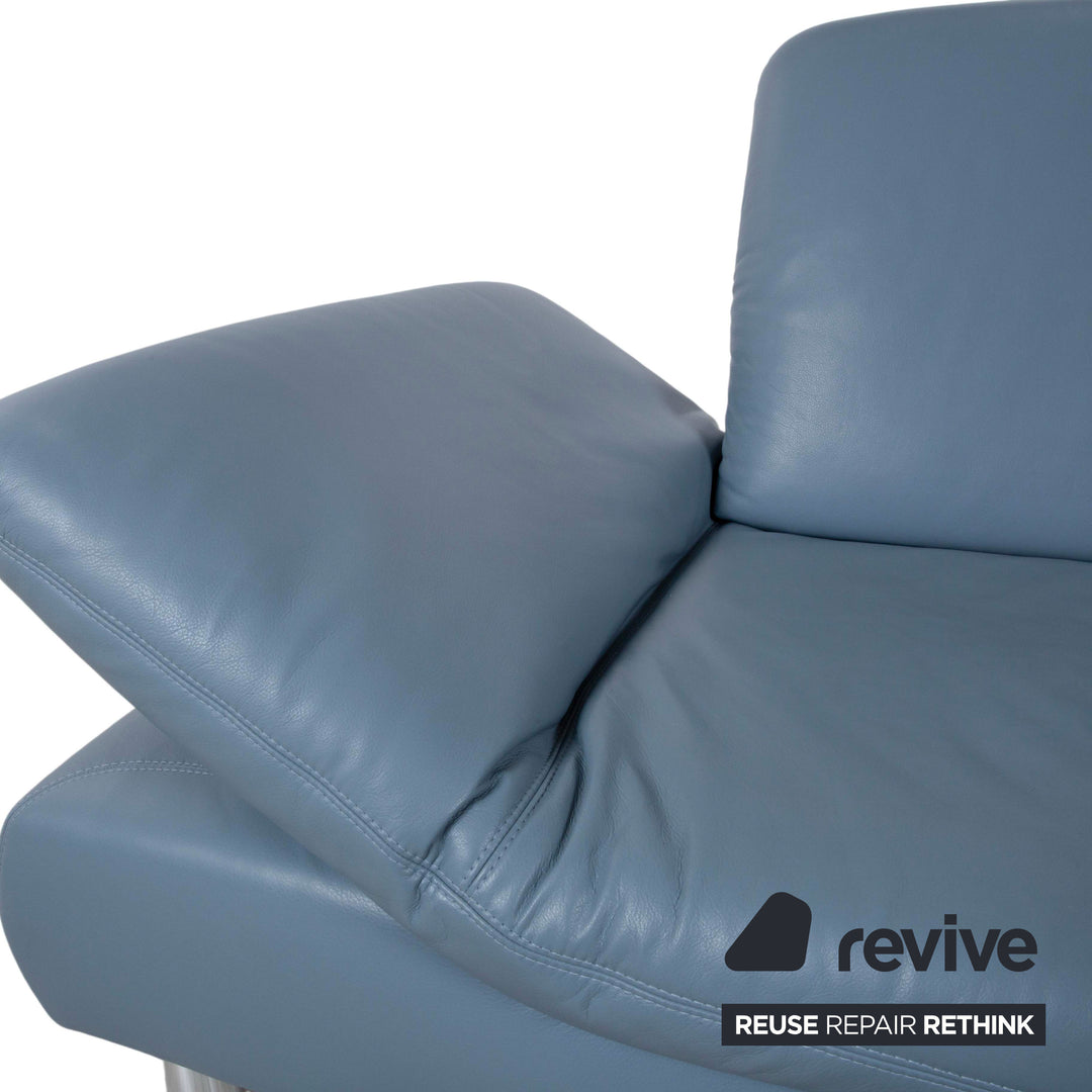 Koinor Rivoli Dreisitzer Leder Sofa Blau manuelle Funktion Couch
