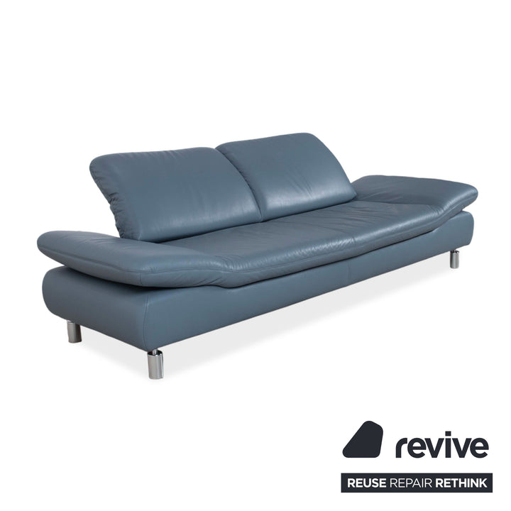 Koinor Rivoli Dreisitzer Leder Sofa Blau manuelle Funktion Couch