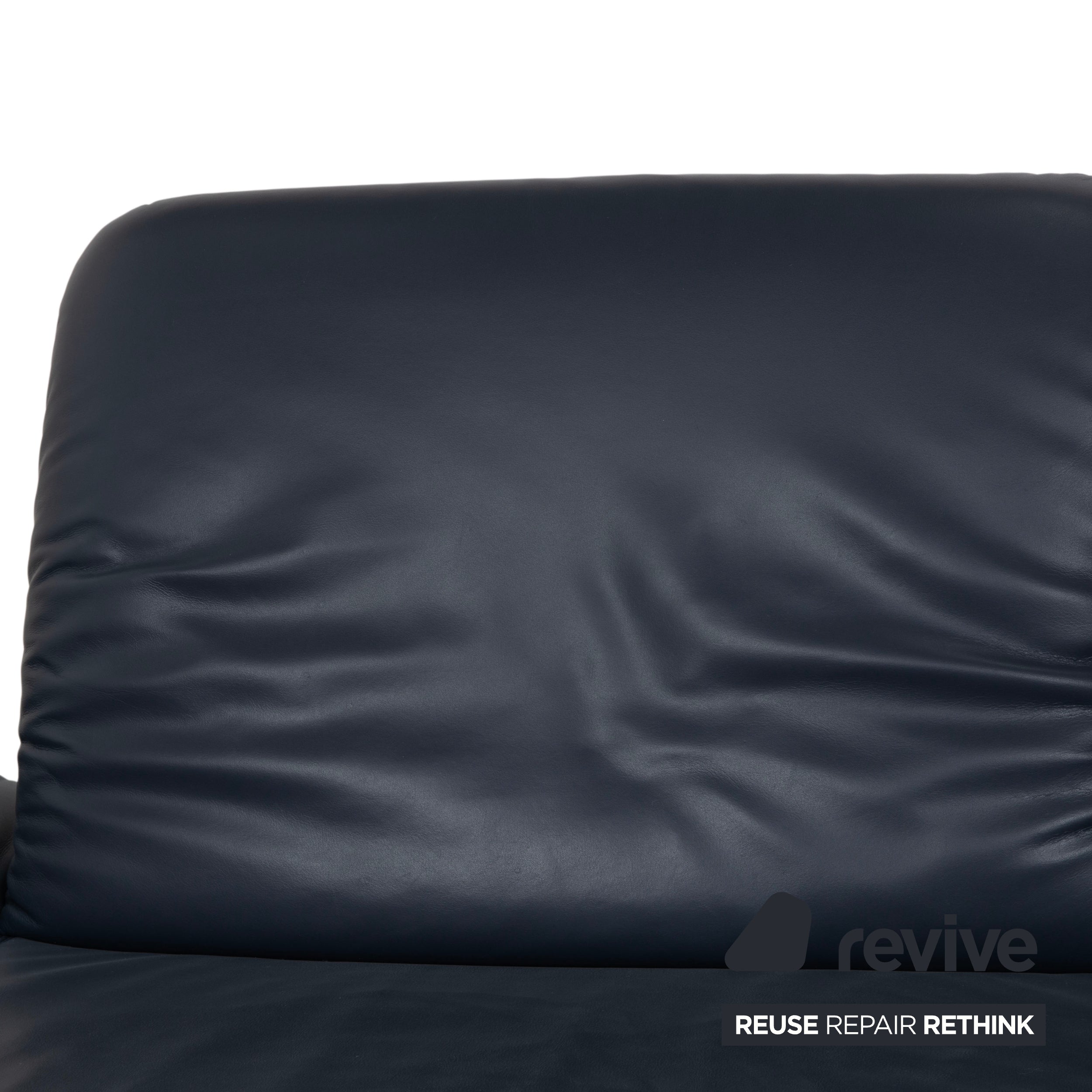 Koinor Rivoli three-seater leather sofa, blue, manual function couch