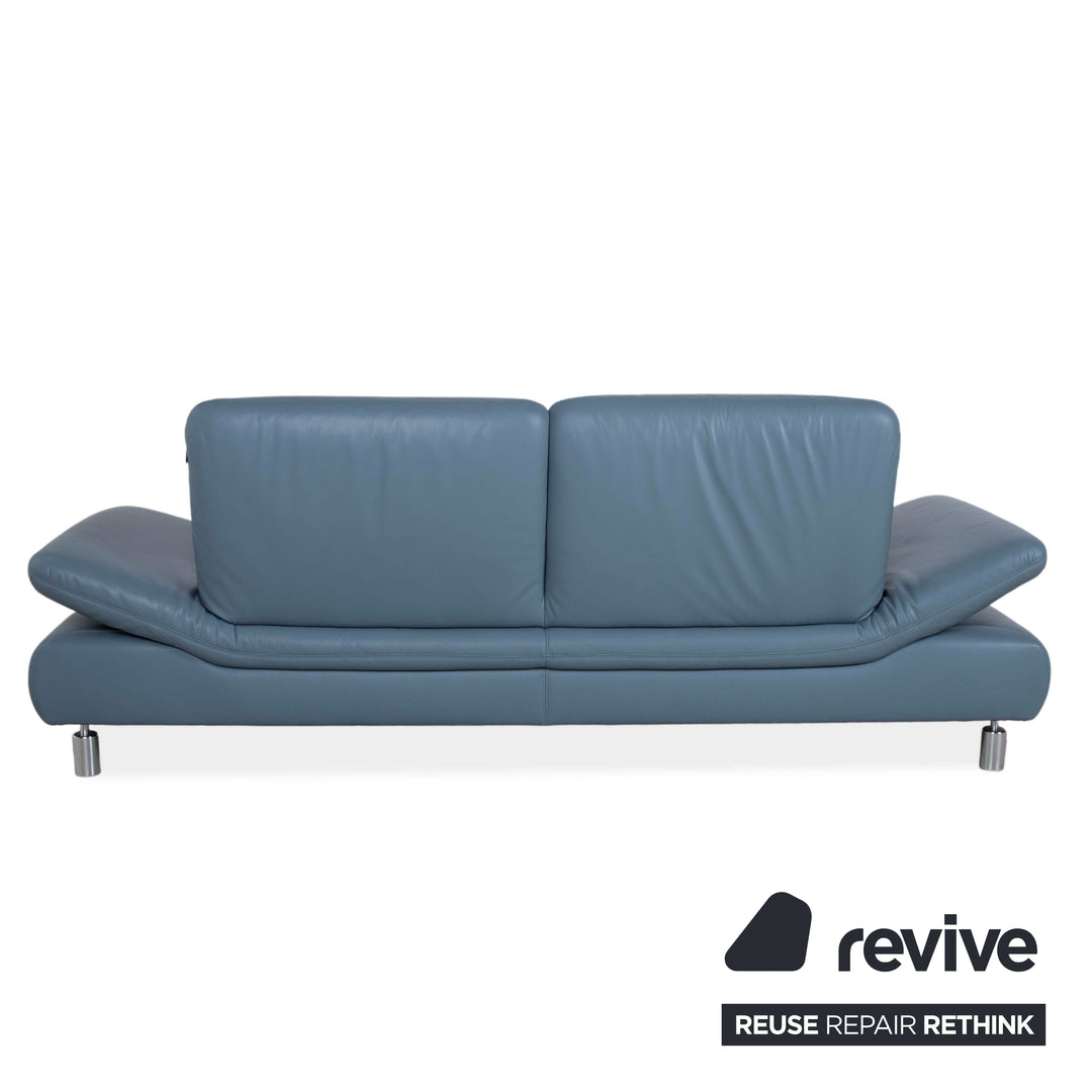 Koinor Rivoli Dreisitzer Leder Sofa Blau manuelle Funktion Couch