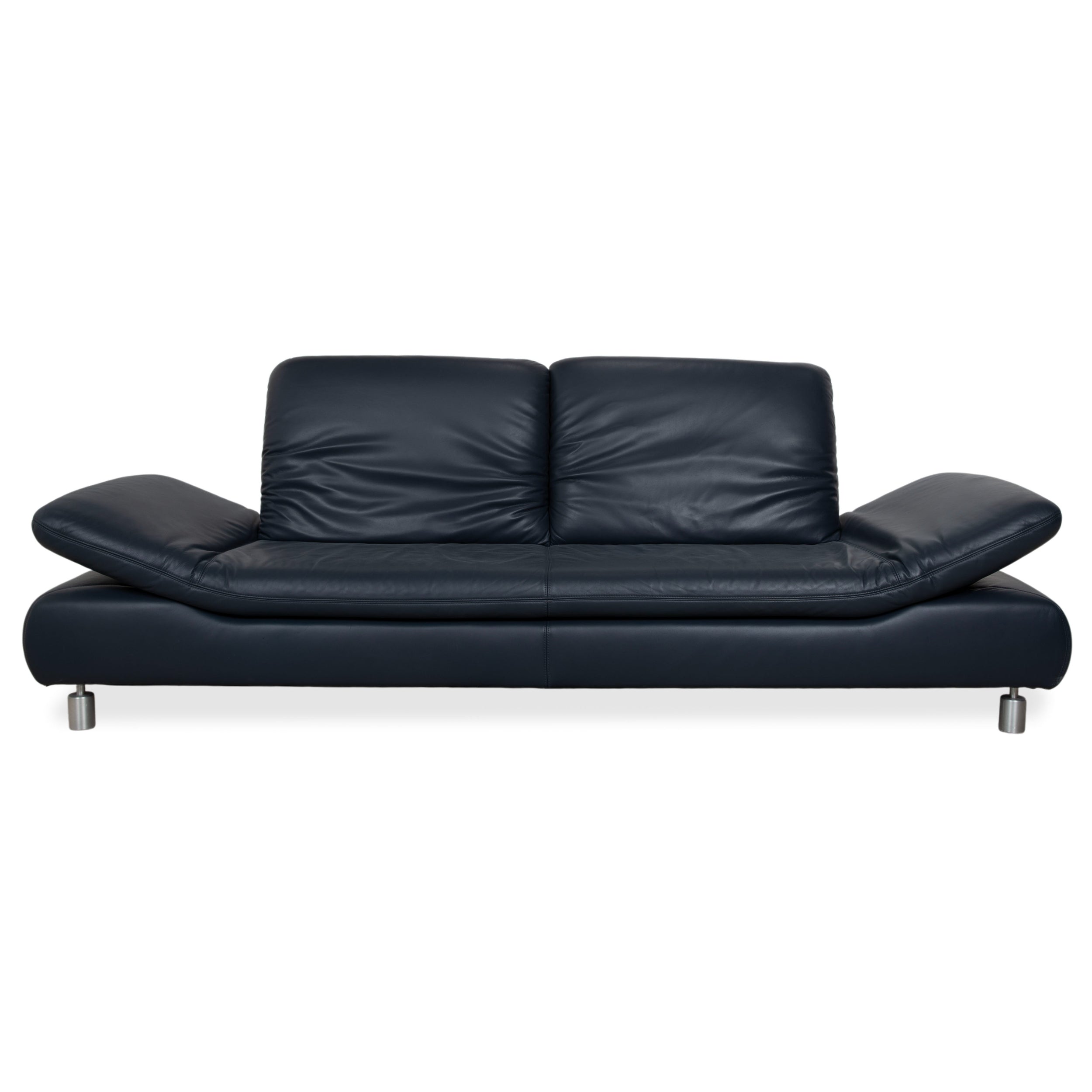 Koinor Rivoli three-seater leather sofa, blue, manual function couch