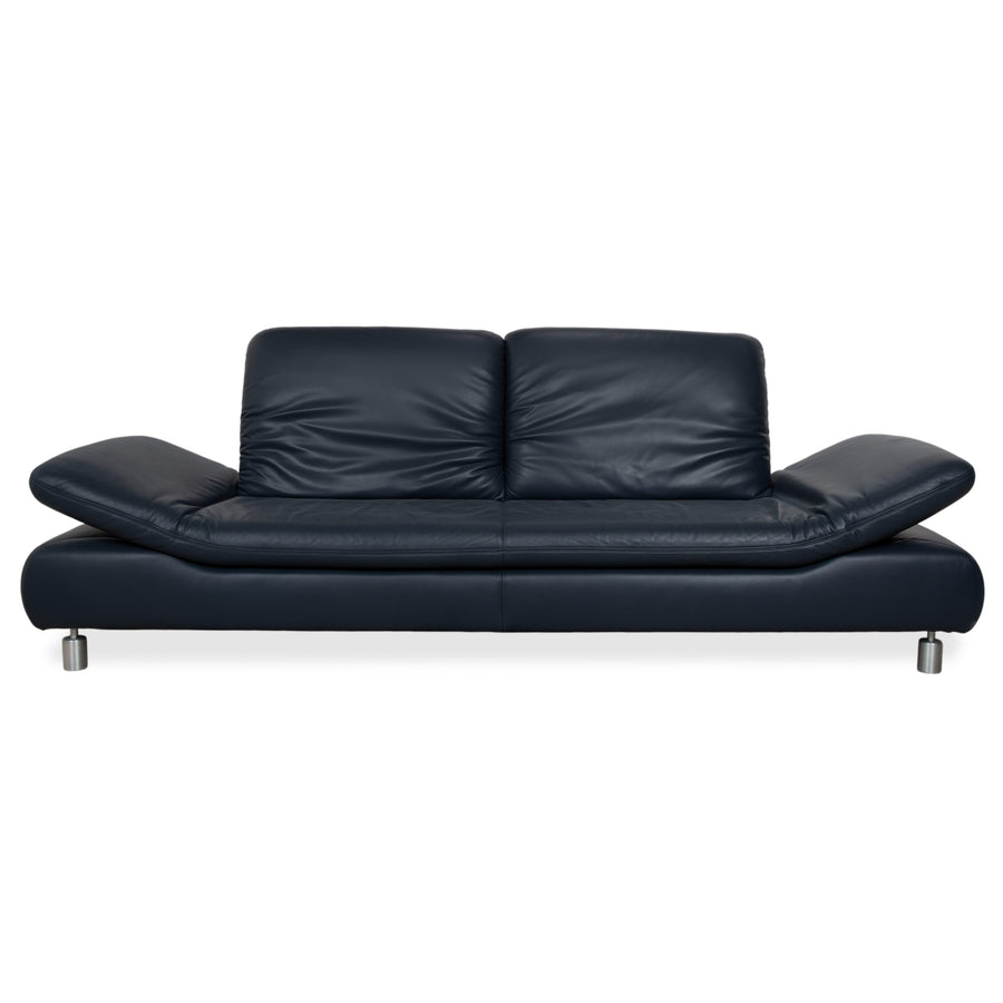 Koinor Rivoli Dreisitzer Leder Sofa Blau manuelle Funktion Couch
