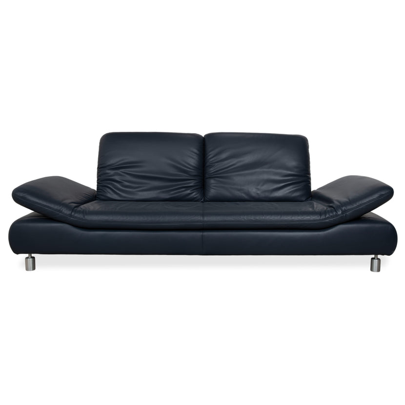 Koinor Rivoli three-seater leather sofa, blue, manual function couch