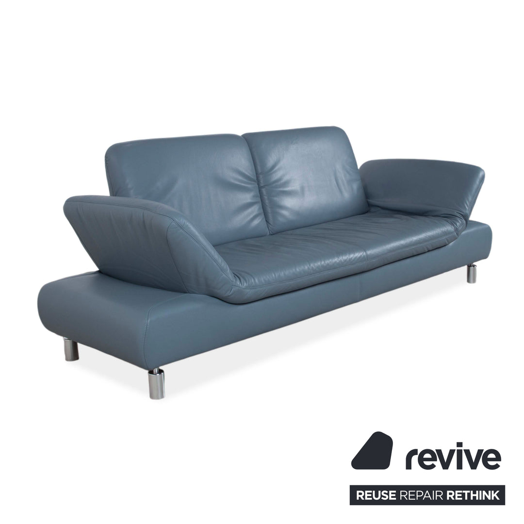 Koinor Rivoli Dreisitzer Leder Sofa Blau manuelle Funktion Couch