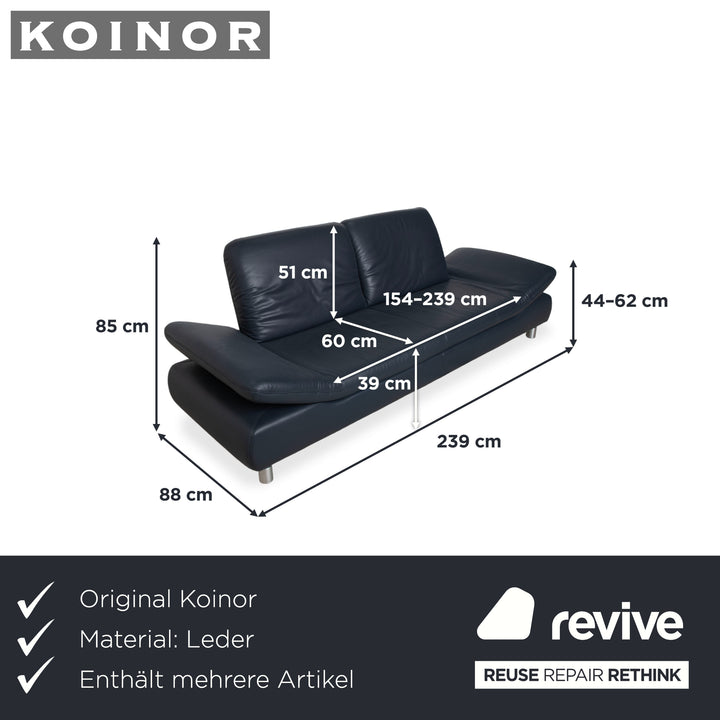 Canapé Koinor Rivoli 3 places 2 places en cuir bleu fonction manuelle