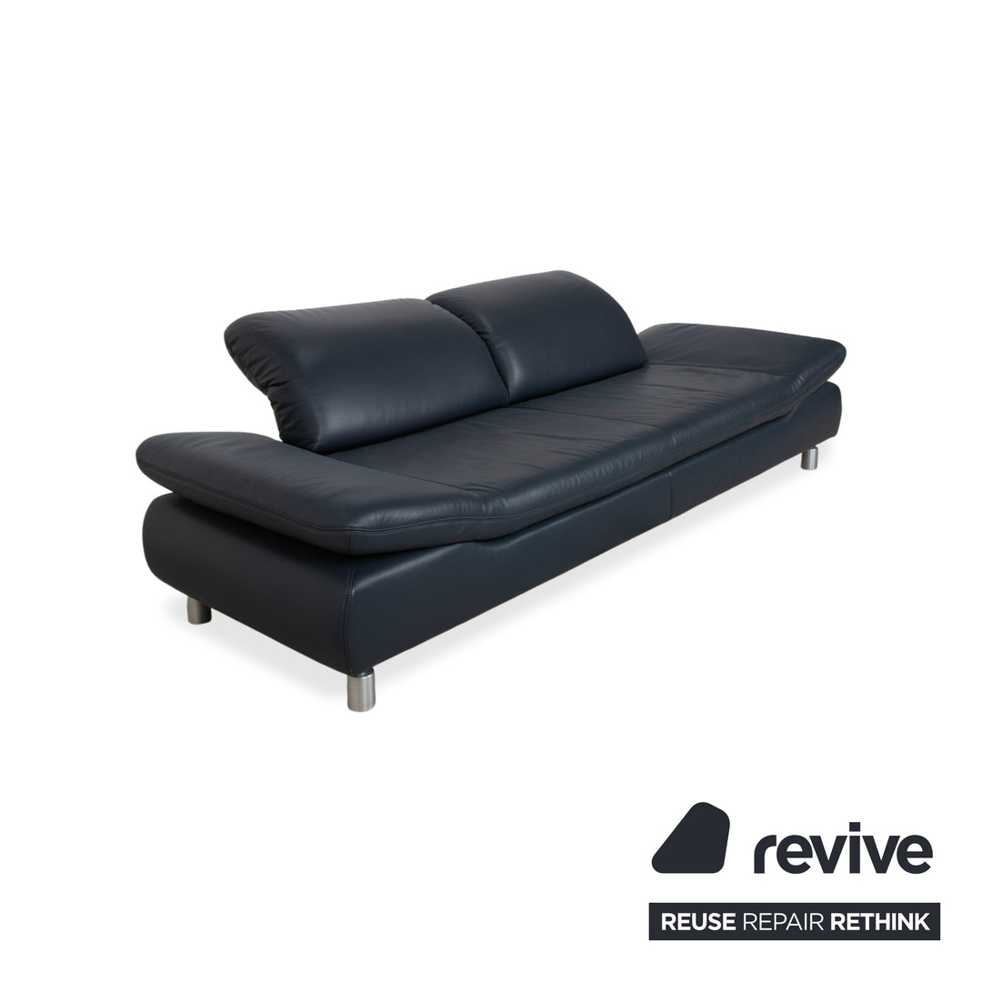 Canapé Koinor Rivoli 3 places 2 places en cuir bleu fonction manuelle
