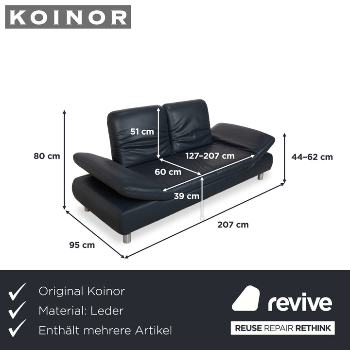Canapé Koinor Rivoli 3 places 2 places en cuir bleu fonction manuelle
