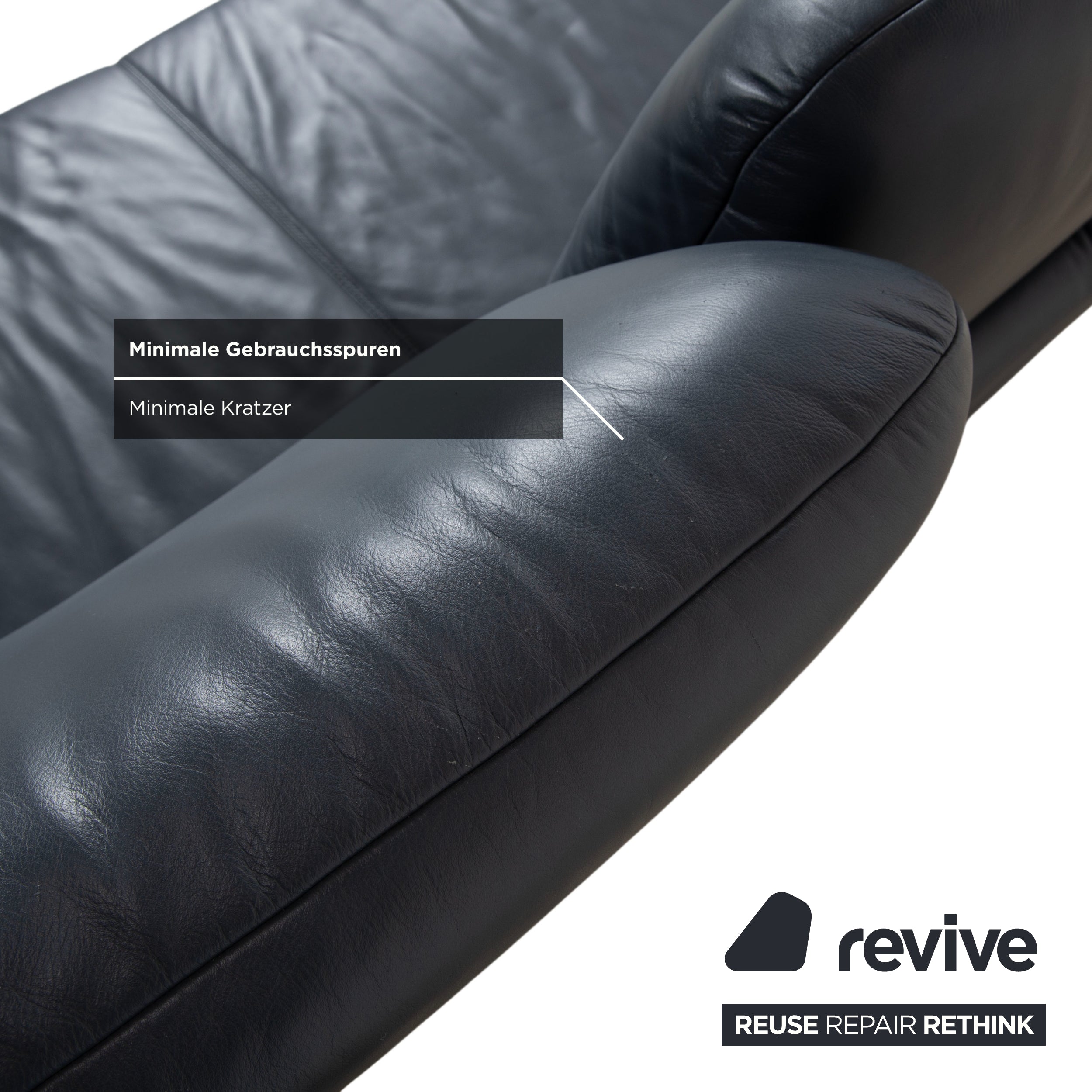 Koinor Rivoli Garnitur Dreisitzer Zweisitzer Leder Sofa Blau manuelle Funktion Couch