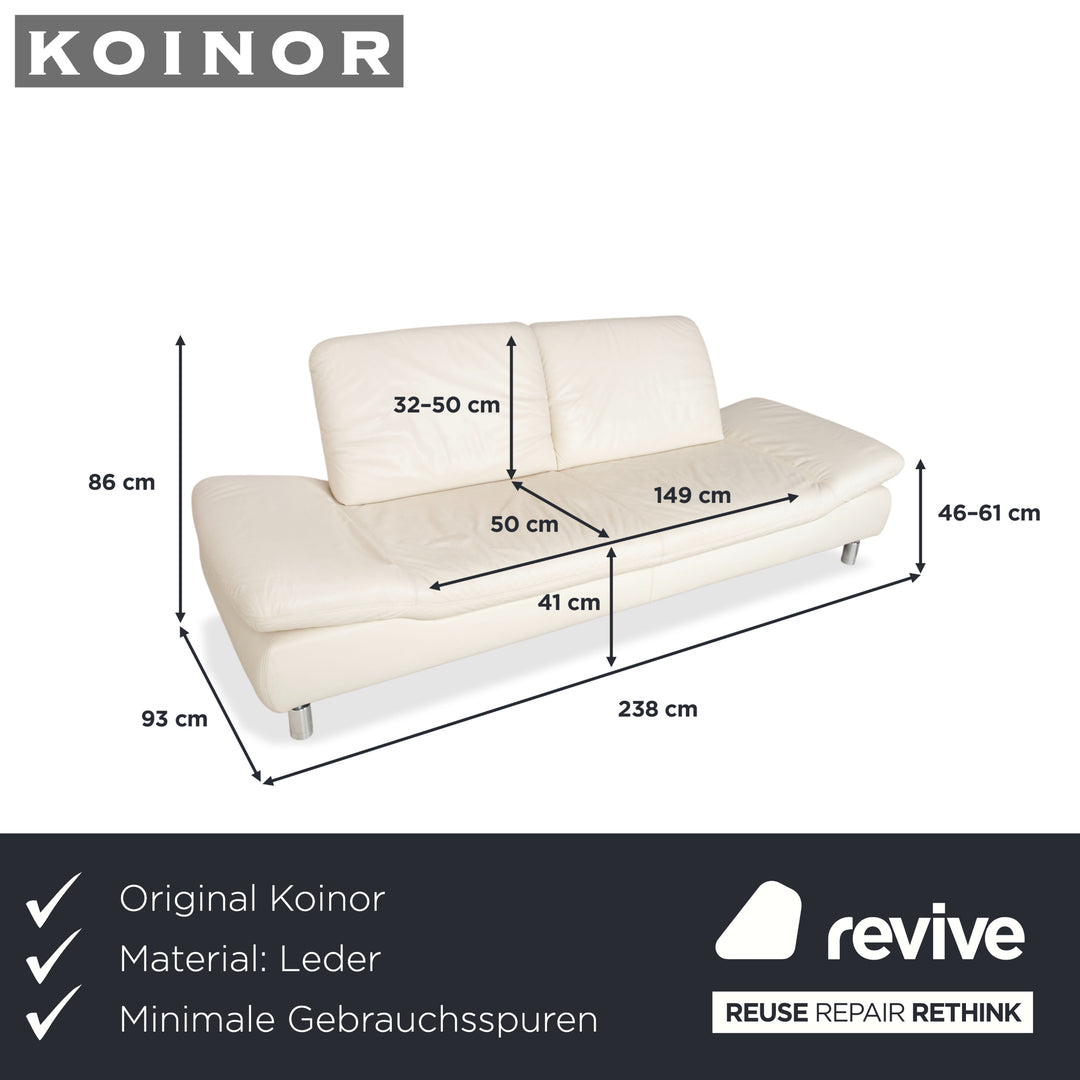 Koinor Rivoli Leder Dreisitzer Creme Weiß manuelle Funktion Sofa Couch