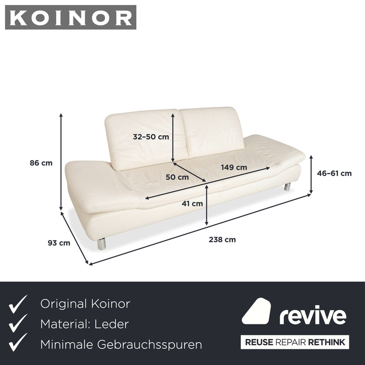 Koinor Rivoli Leder Dreisitzer Creme Weiß manuelle Funktion Sofa Couch