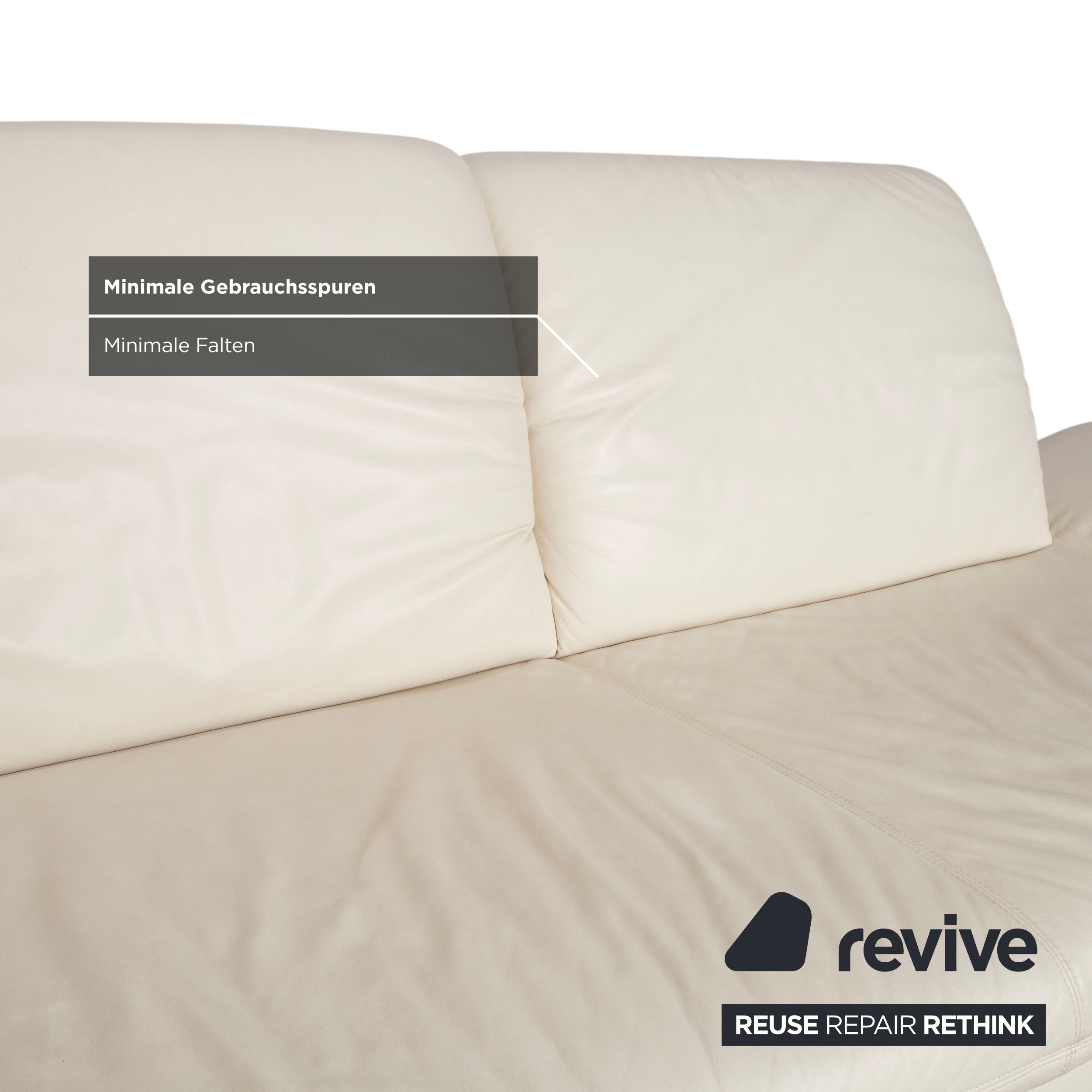 Koinor Rivoli Leather Three-Seater Cream White Manual Function Sofa Couch
