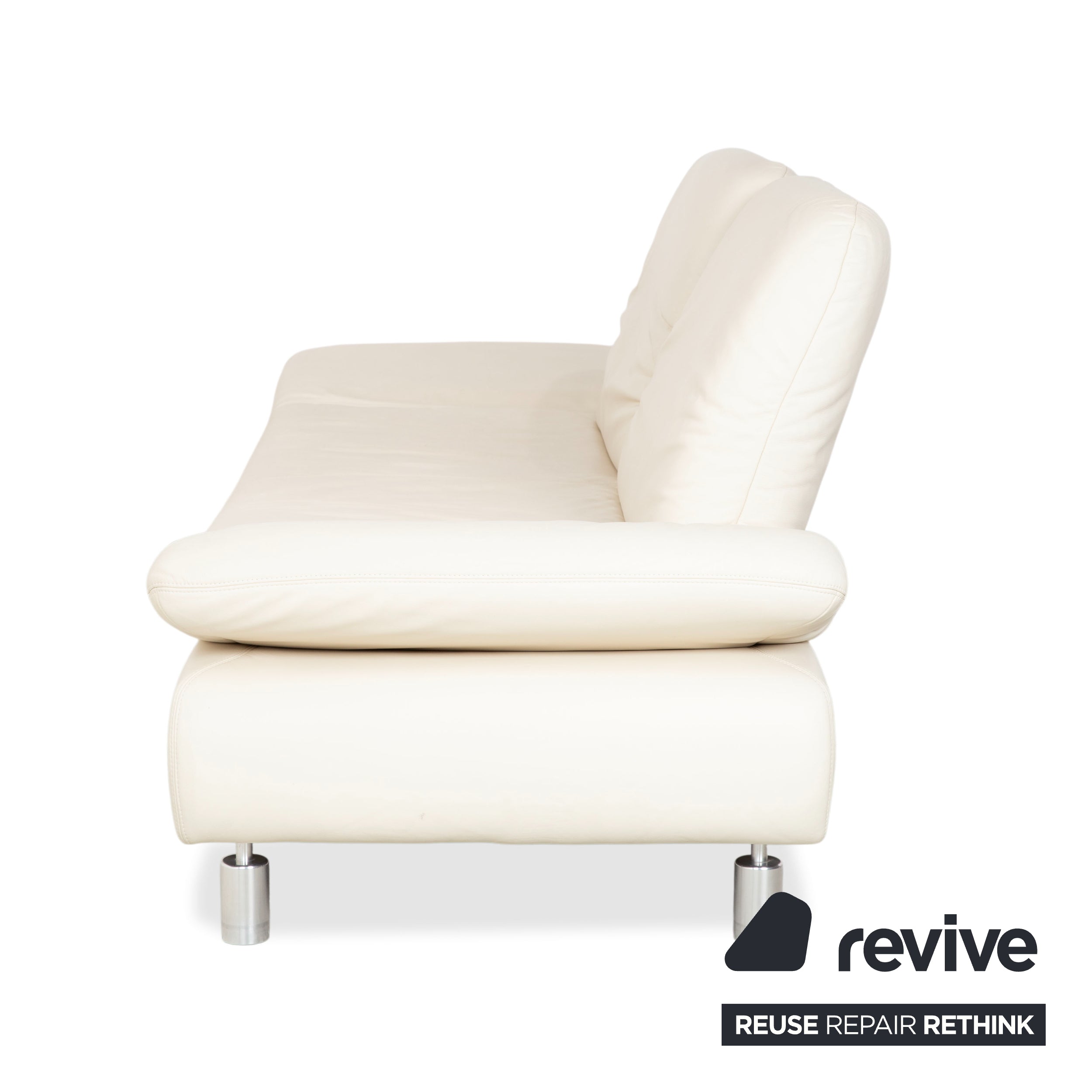 Koinor Rivoli Leather Three-Seater Cream White Manual Function Sofa Couch