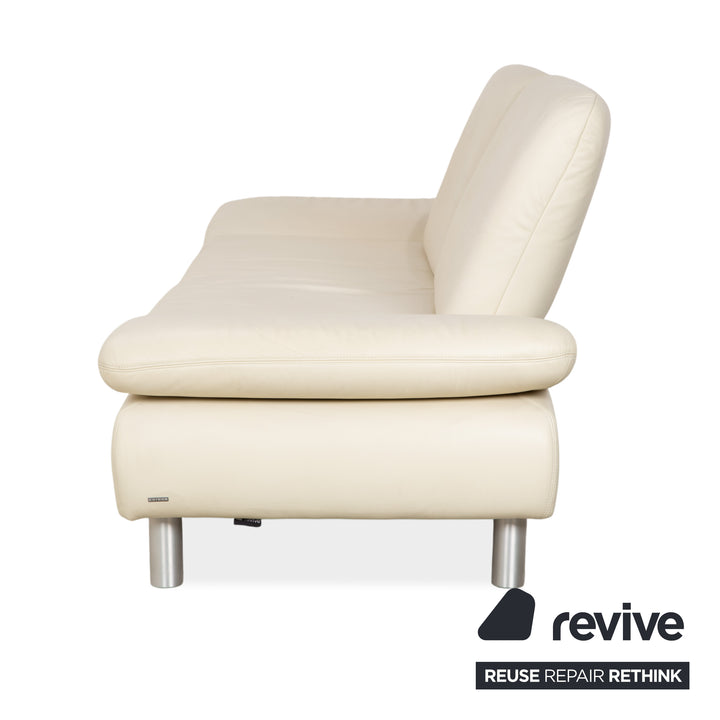 Koinor Rivoli Canapé trois places en cuir crème à fonction manuelle