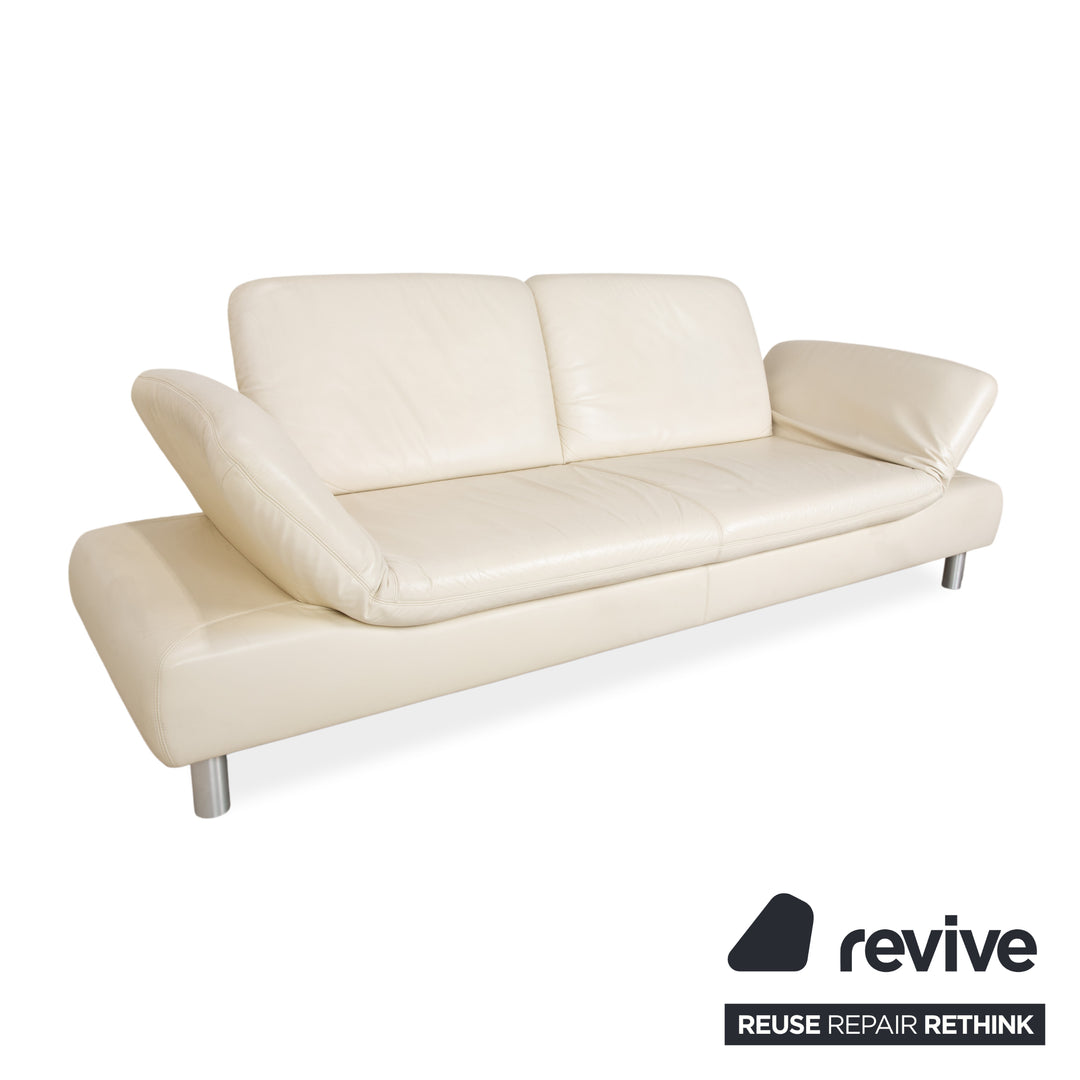 Koinor Rivoli Canapé trois places en cuir crème à fonction manuelle