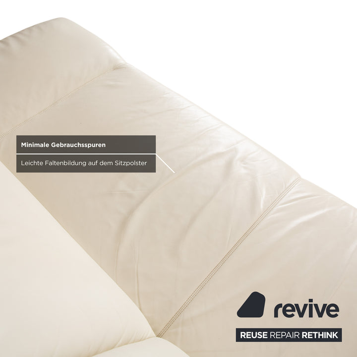 Koinor Rivoli Canapé trois places en cuir crème à fonction manuelle