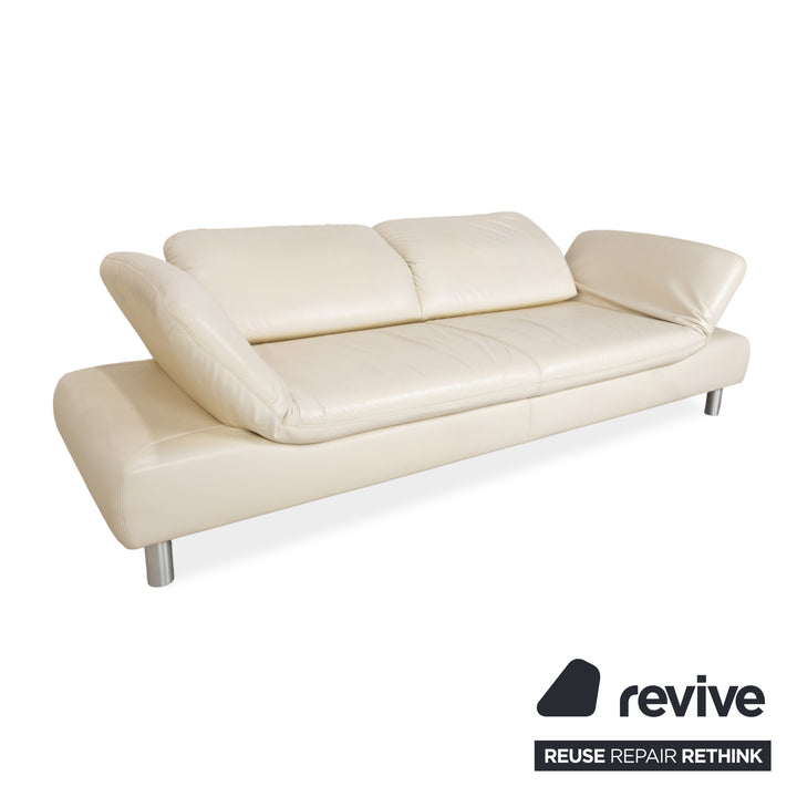 Koinor Rivoli Canapé trois places en cuir crème à fonction manuelle