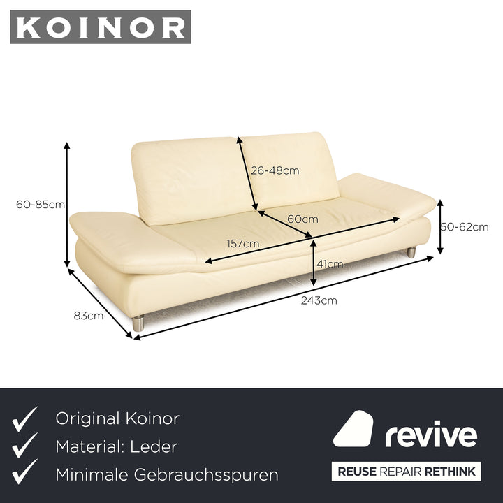 Koinor Rivoli Leder Dreisitzer Creme manuelle Funktion Sofa Couch