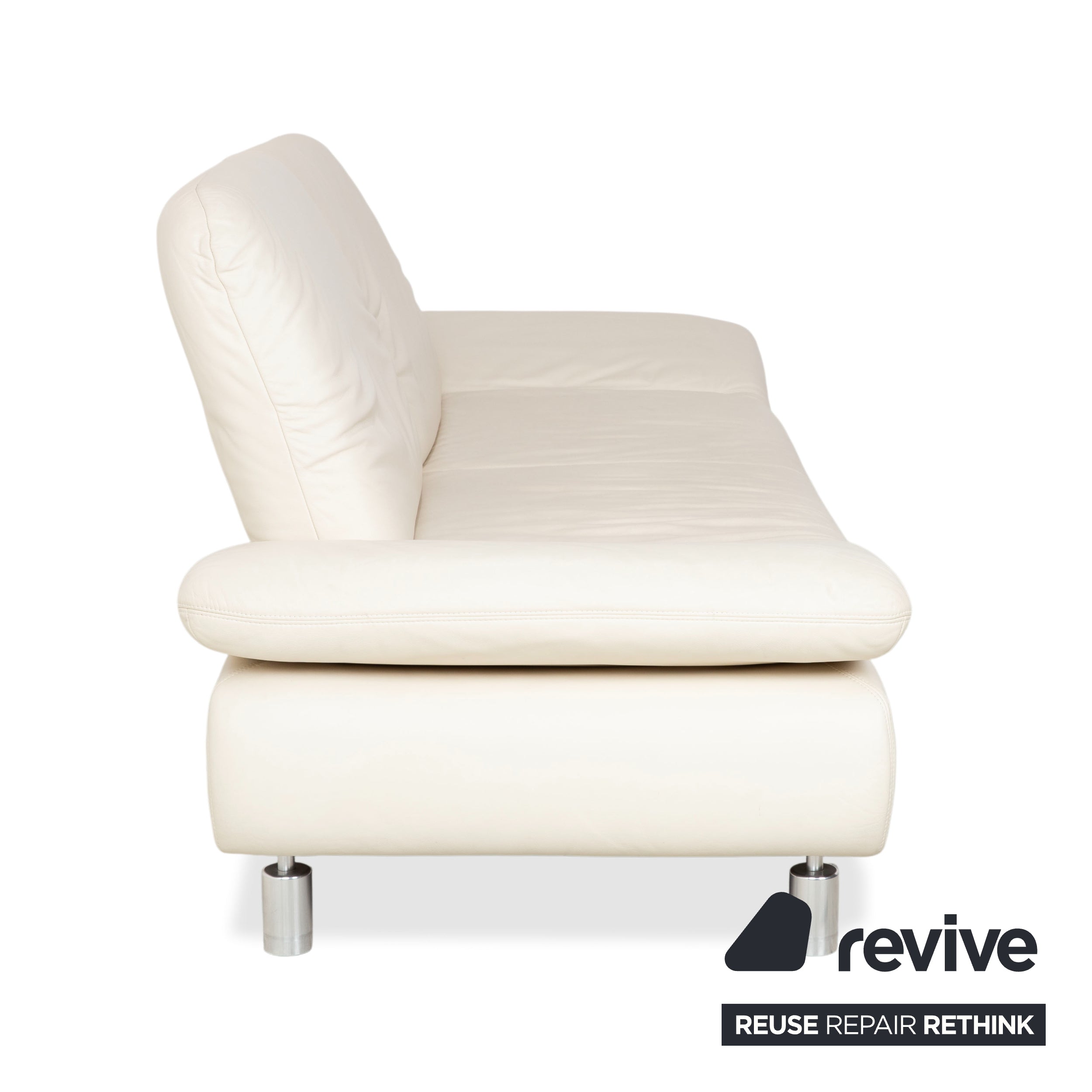 Koinor Rivoli Leather Three-Seater Cream White Manual Function Sofa Couch
