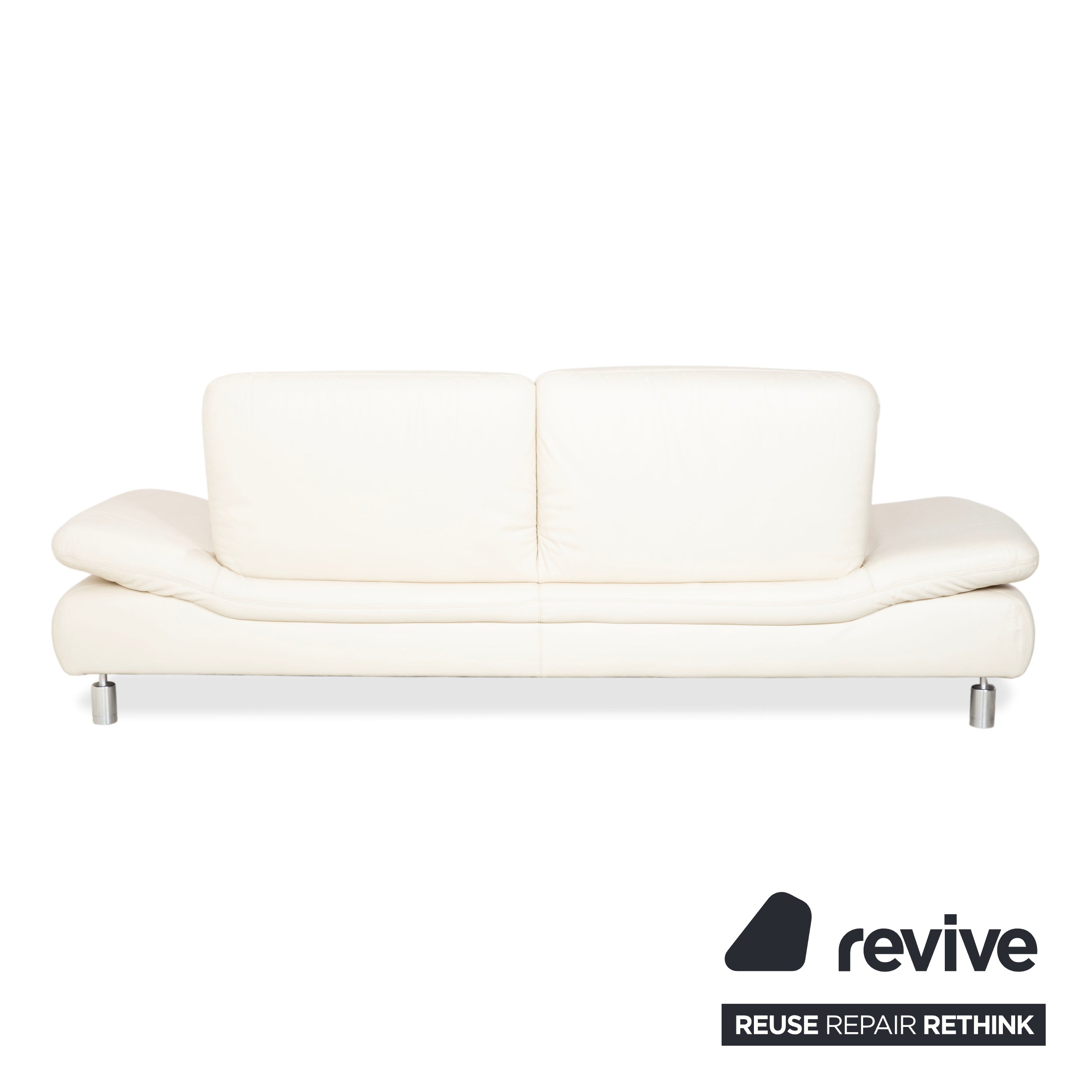 Koinor Rivoli Leather Three-Seater Cream White Manual Function Sofa Couch