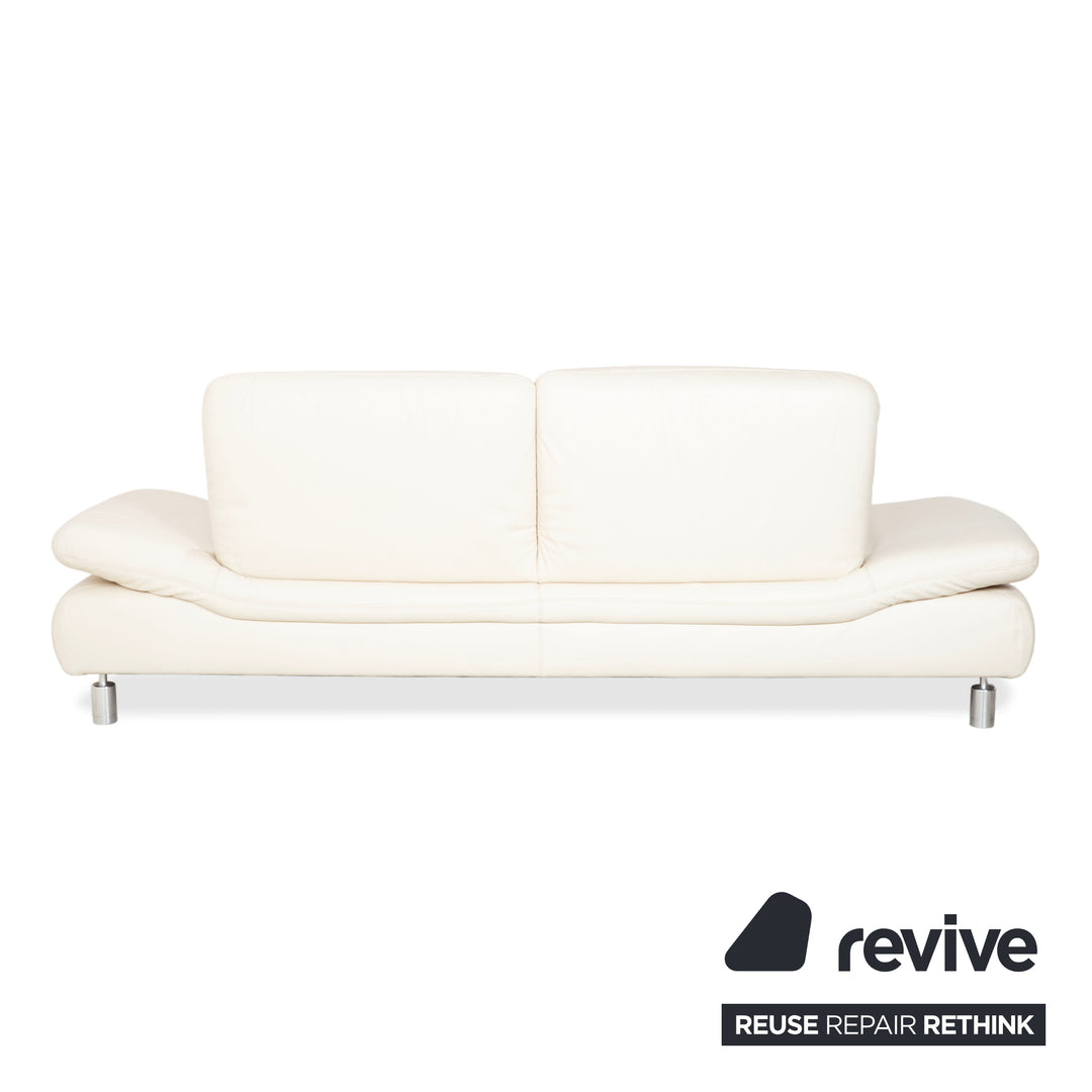 Canapé trois places Koinor Rivoli en cuir blanc crème à réglage manuel