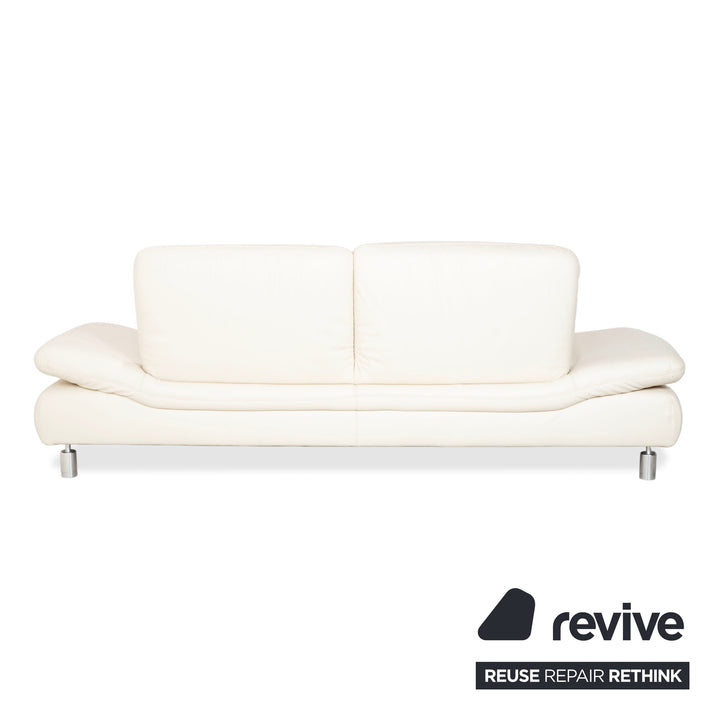 Canapé trois places Koinor Rivoli en cuir blanc crème à réglage manuel