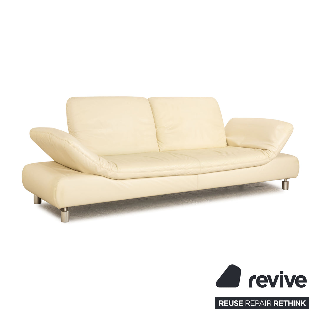 Koinor Rivoli Leder Dreisitzer Creme manuelle Funktion Sofa Couch