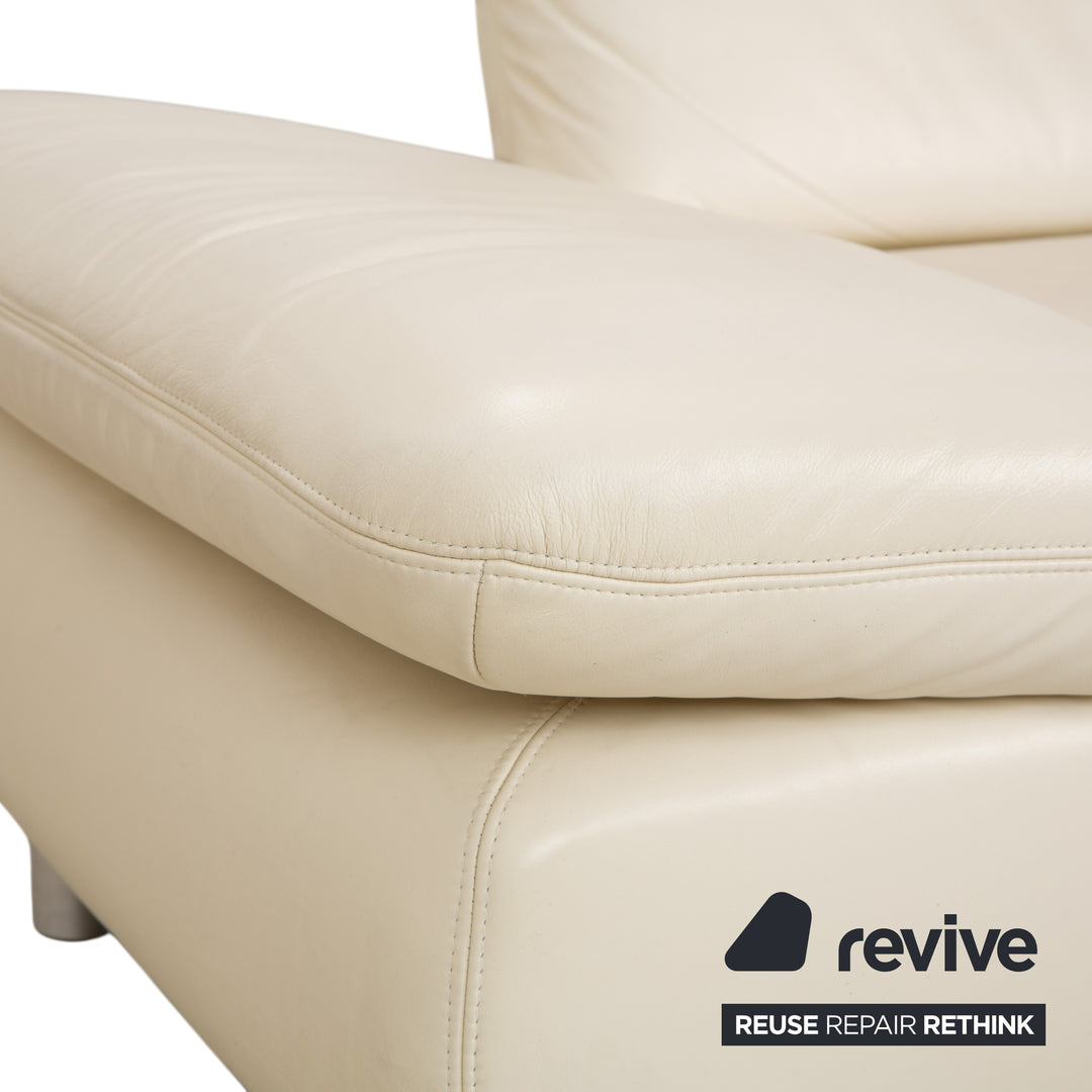 Koinor Rivoli Canapé trois places en cuir crème à fonction manuelle