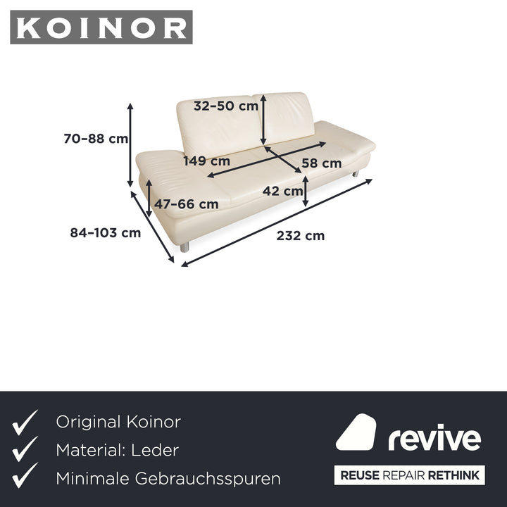 Koinor Rivoli Leder Dreisitzer Creme manuelle Funktion Sofa Couch