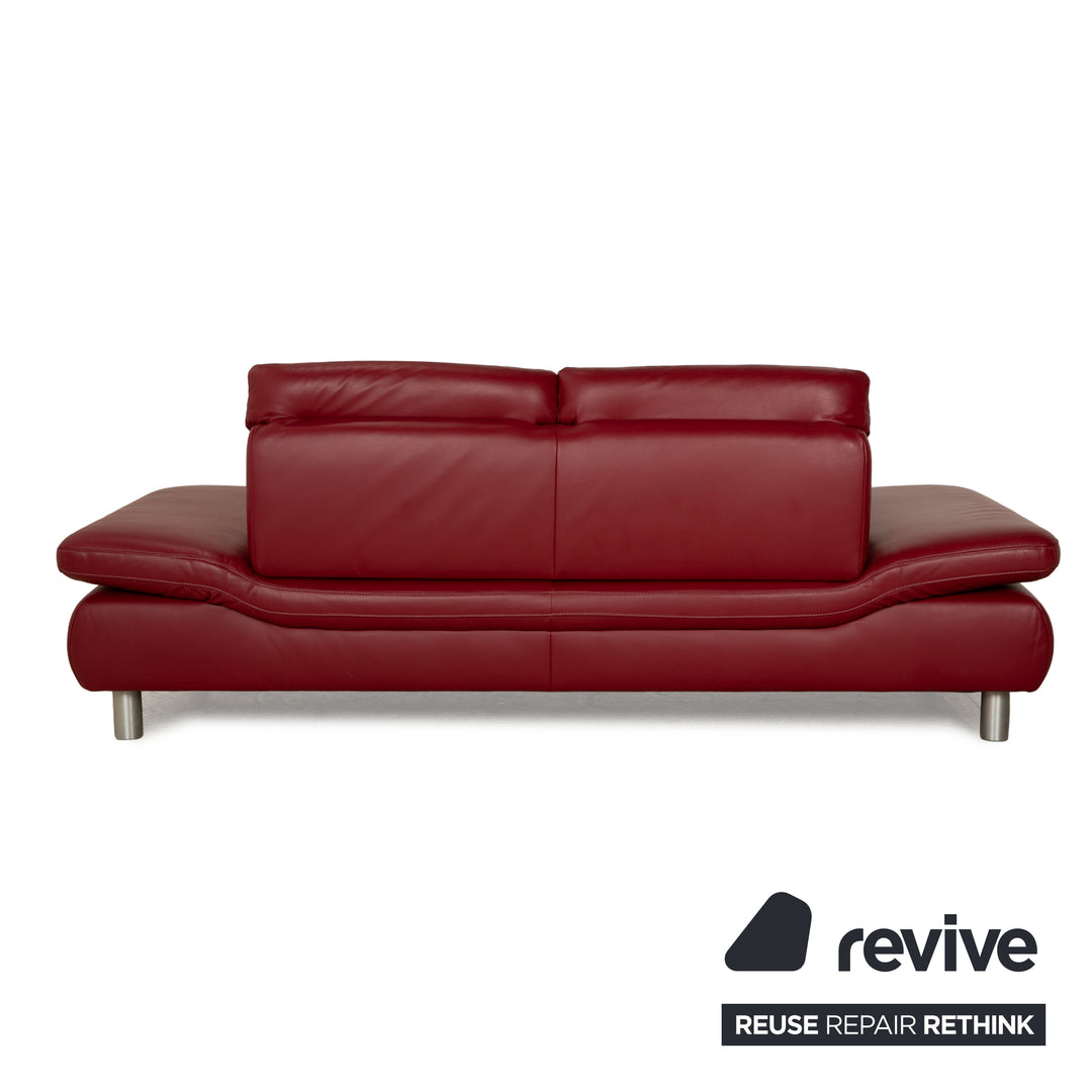 Koinor Rivoli Leder Dreisitzer Weinrot manuelle Funktion Sofa Couch