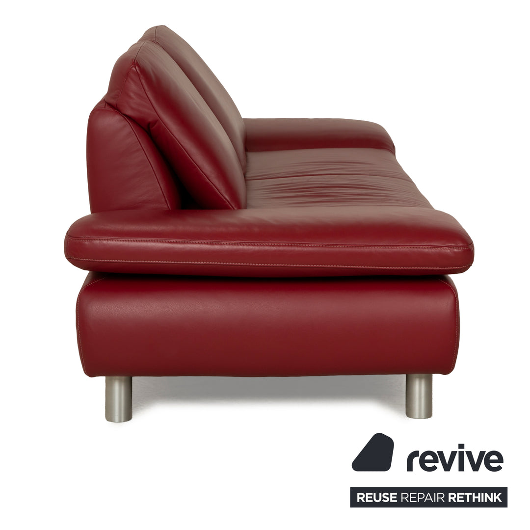 Koinor Rivoli Leder Dreisitzer Weinrot manuelle Funktion Sofa Couch