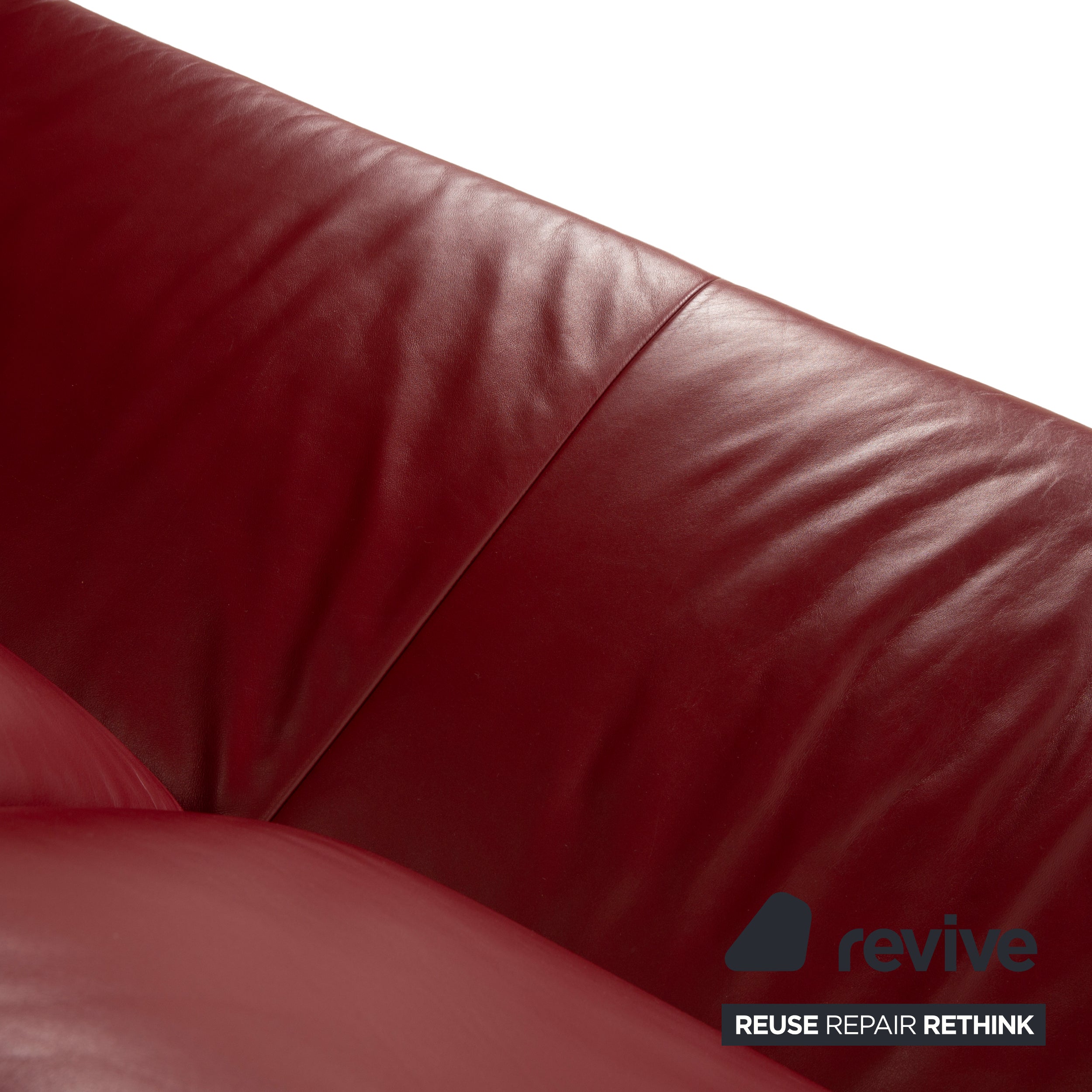 Koinor Rivoli leather three-seater wine red manual function sofa couch