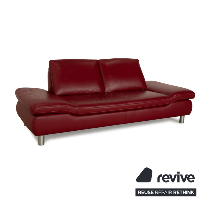 Koinor Rivoli Leder Dreisitzer Weinrot manuelle Funktion Sofa Couch