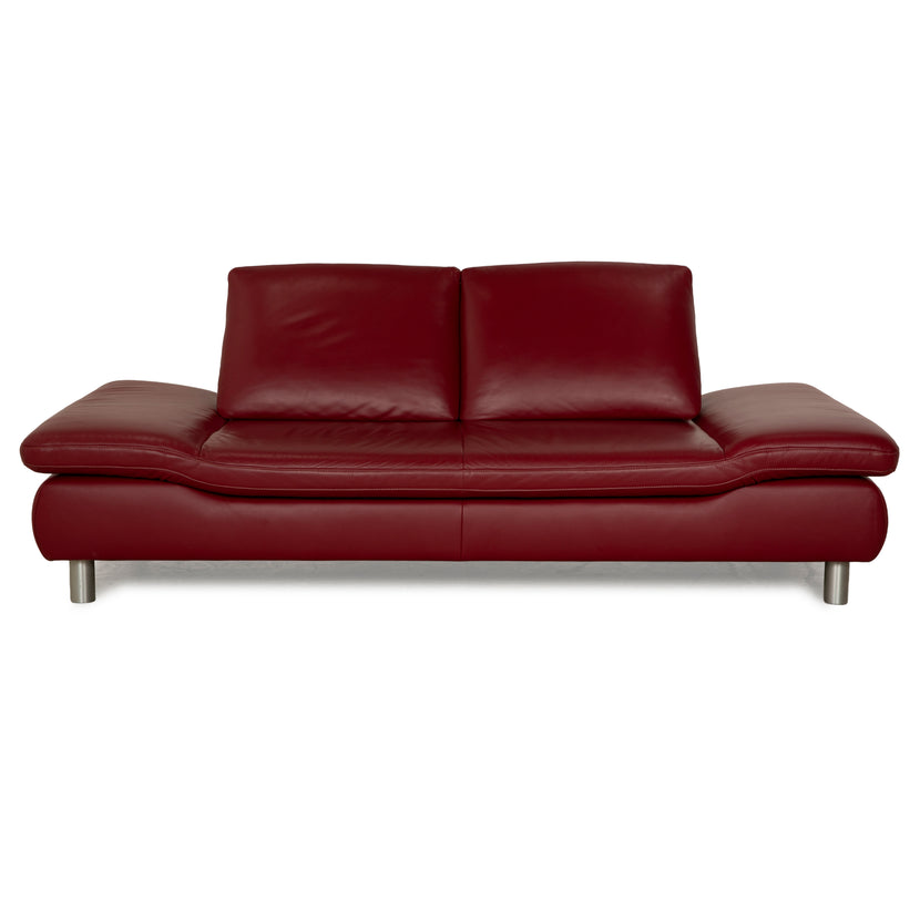 Koinor Rivoli leather three-seater wine red manual function sofa couch