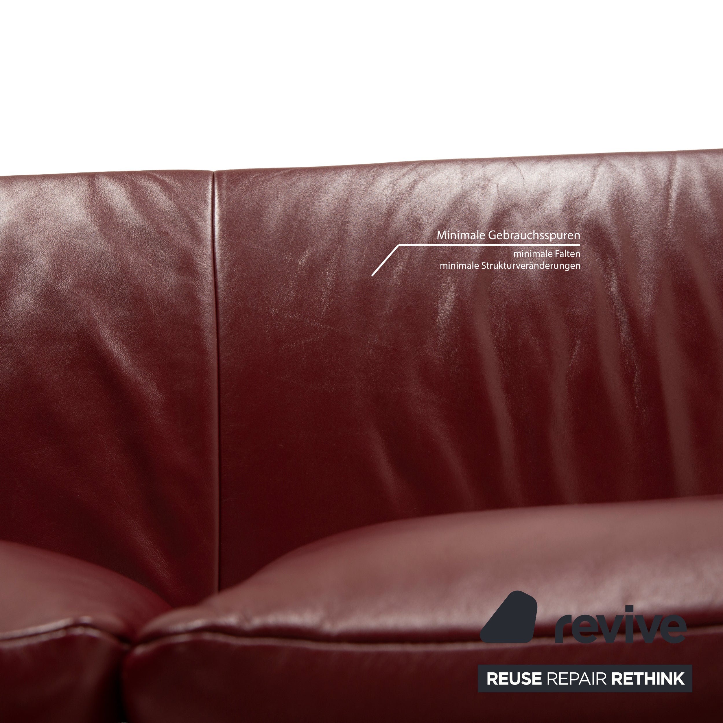 Koinor Rivoli leather three-seater wine red manual function sofa couch