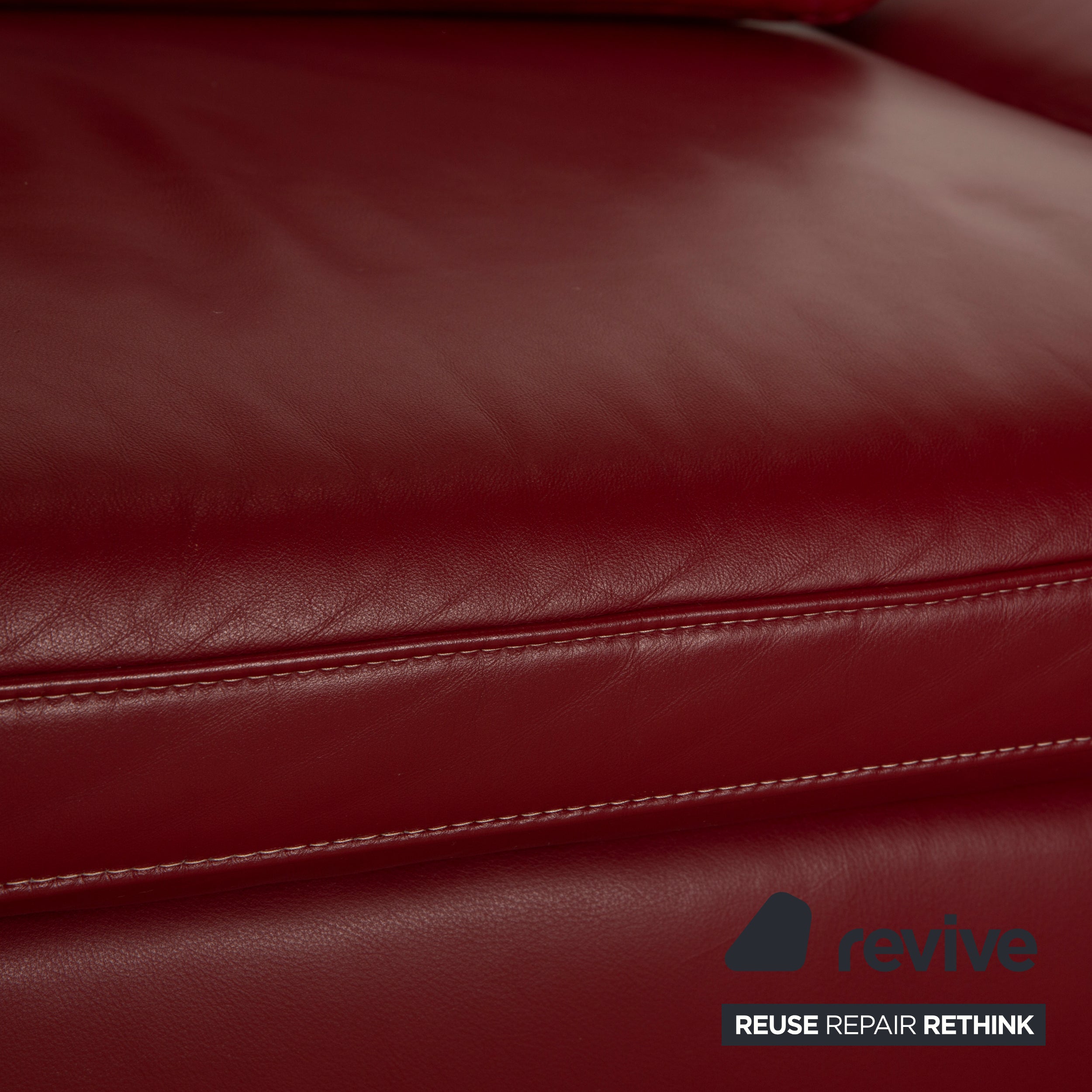 Koinor Rivoli leather three-seater wine red manual function sofa couch