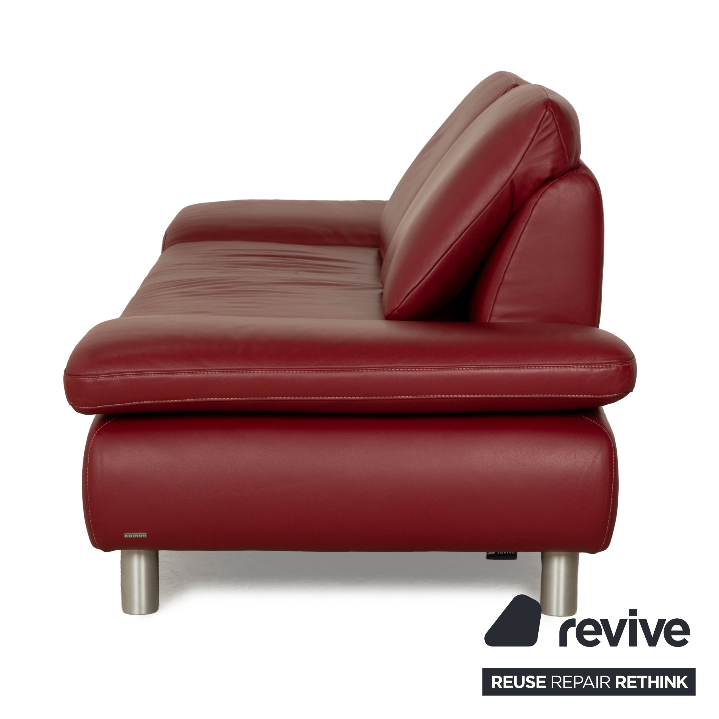 Koinor Rivoli leather three-seater wine red manual function sofa couch