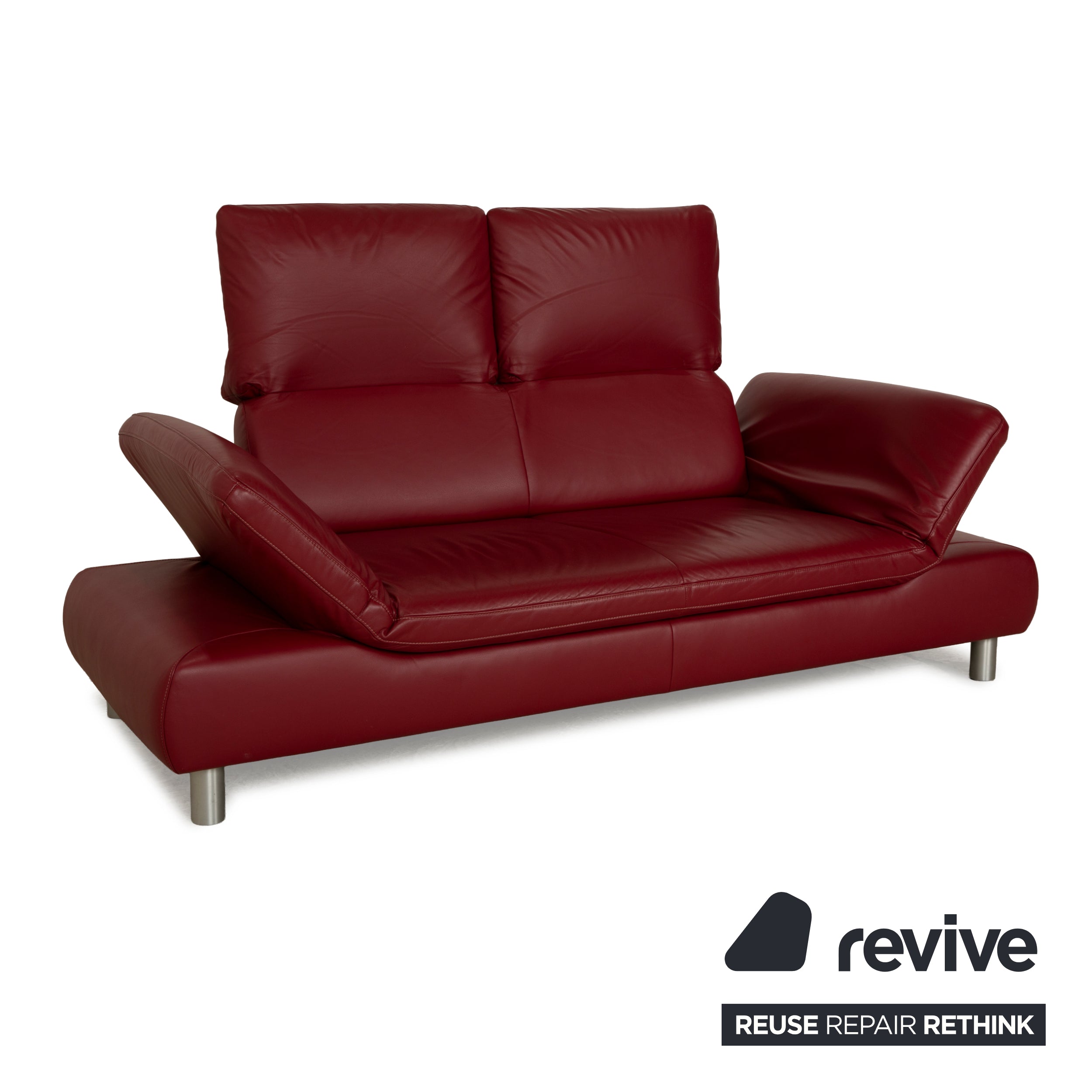Koinor Rivoli leather three-seater wine red manual function sofa couch