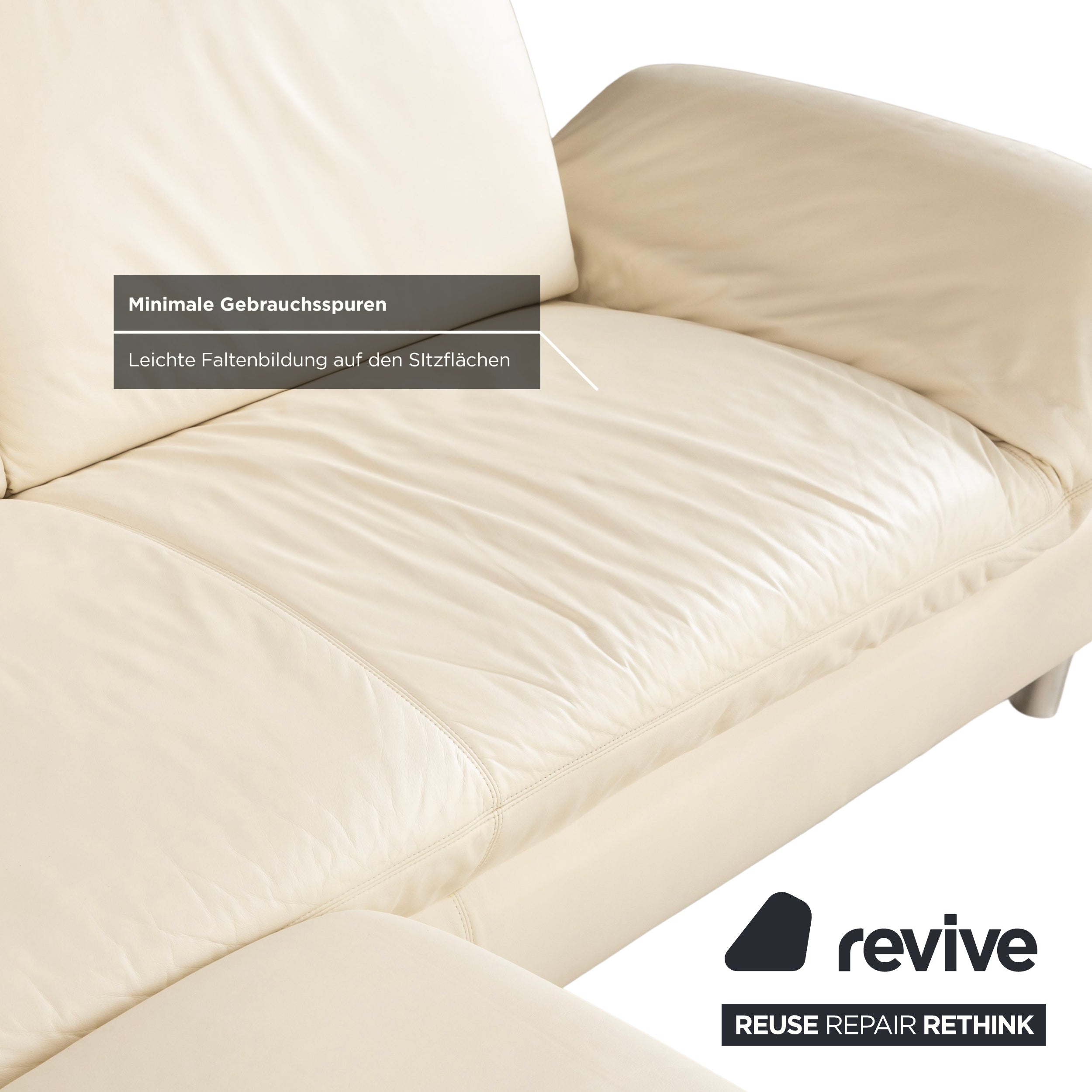 Koinor Rivoli canapé d'angle en cuir crème canapé fonction manuelle