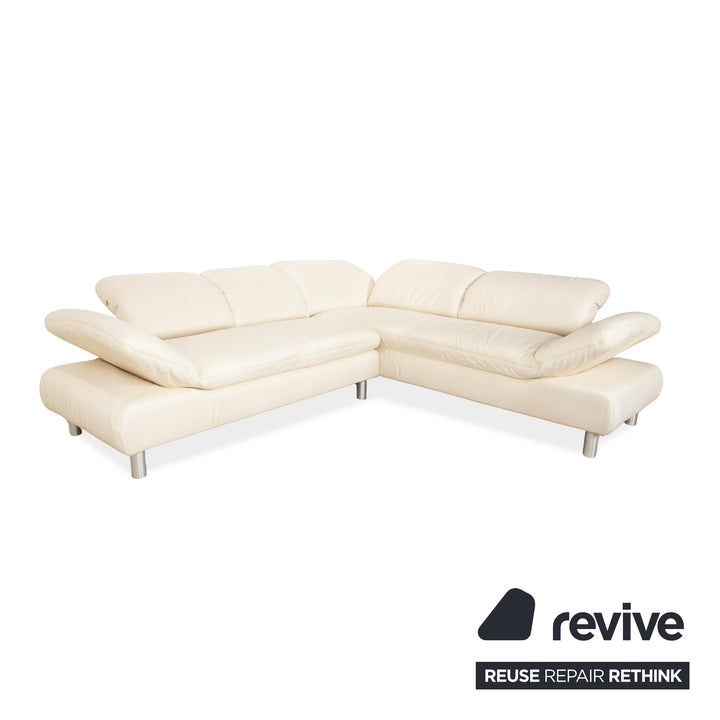 Koinor Rivoli canapé d'angle en cuir crème canapé fonction manuelle