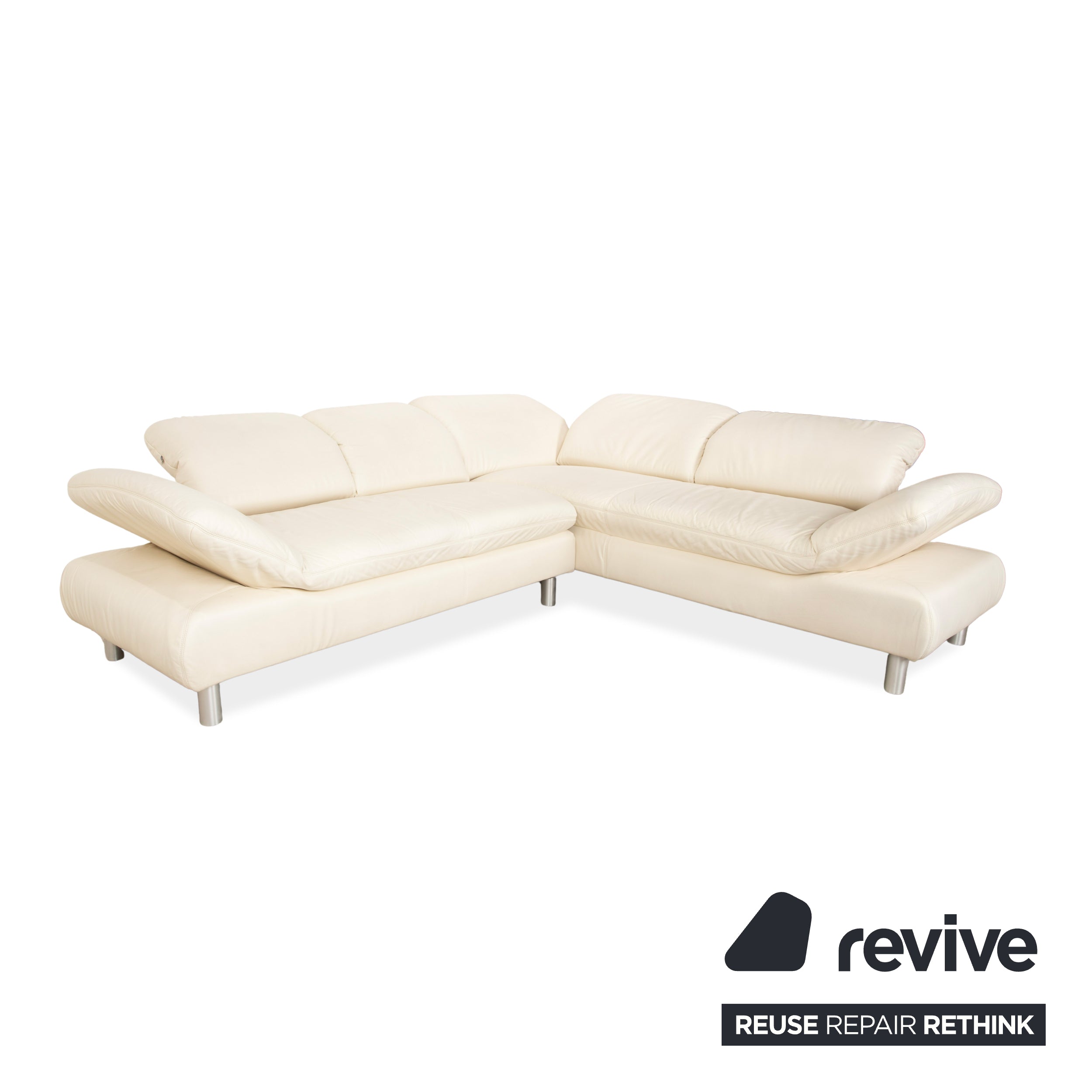 Koinor Rivoli canapé d'angle en cuir crème canapé fonction manuelle