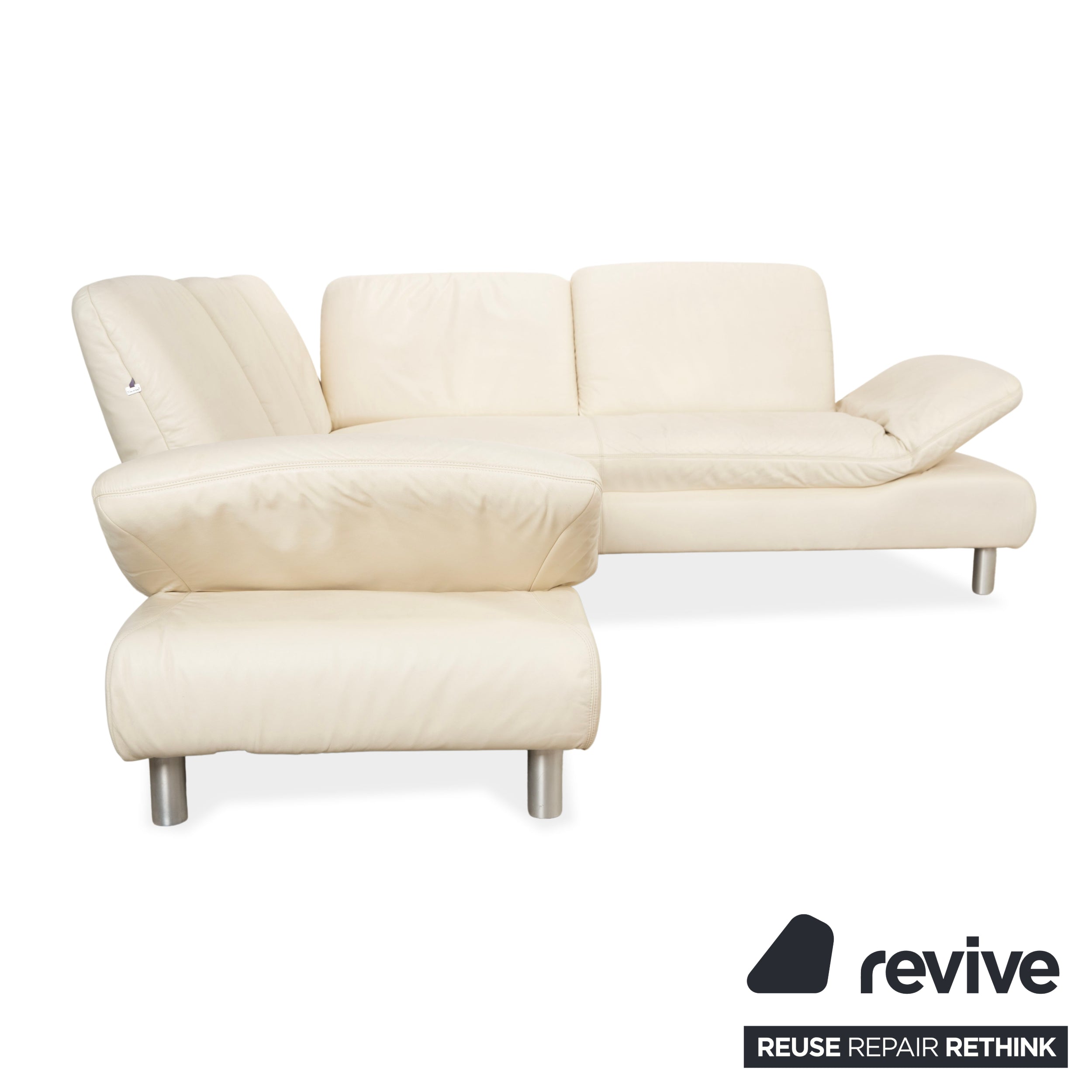 Koinor Rivoli canapé d'angle en cuir crème canapé fonction manuelle