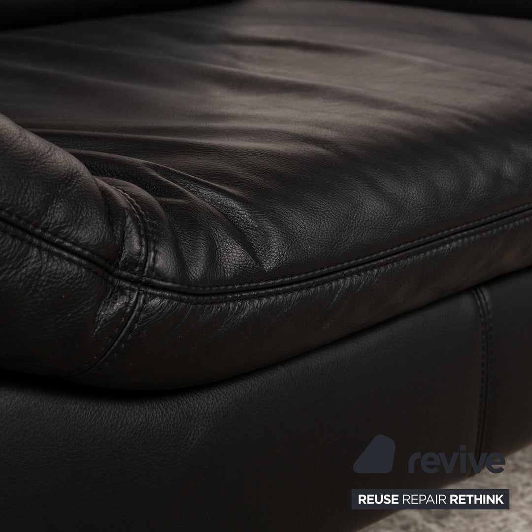 Koinor Rivoli Leather Armchair Set Black Manual Function Armchair Stool